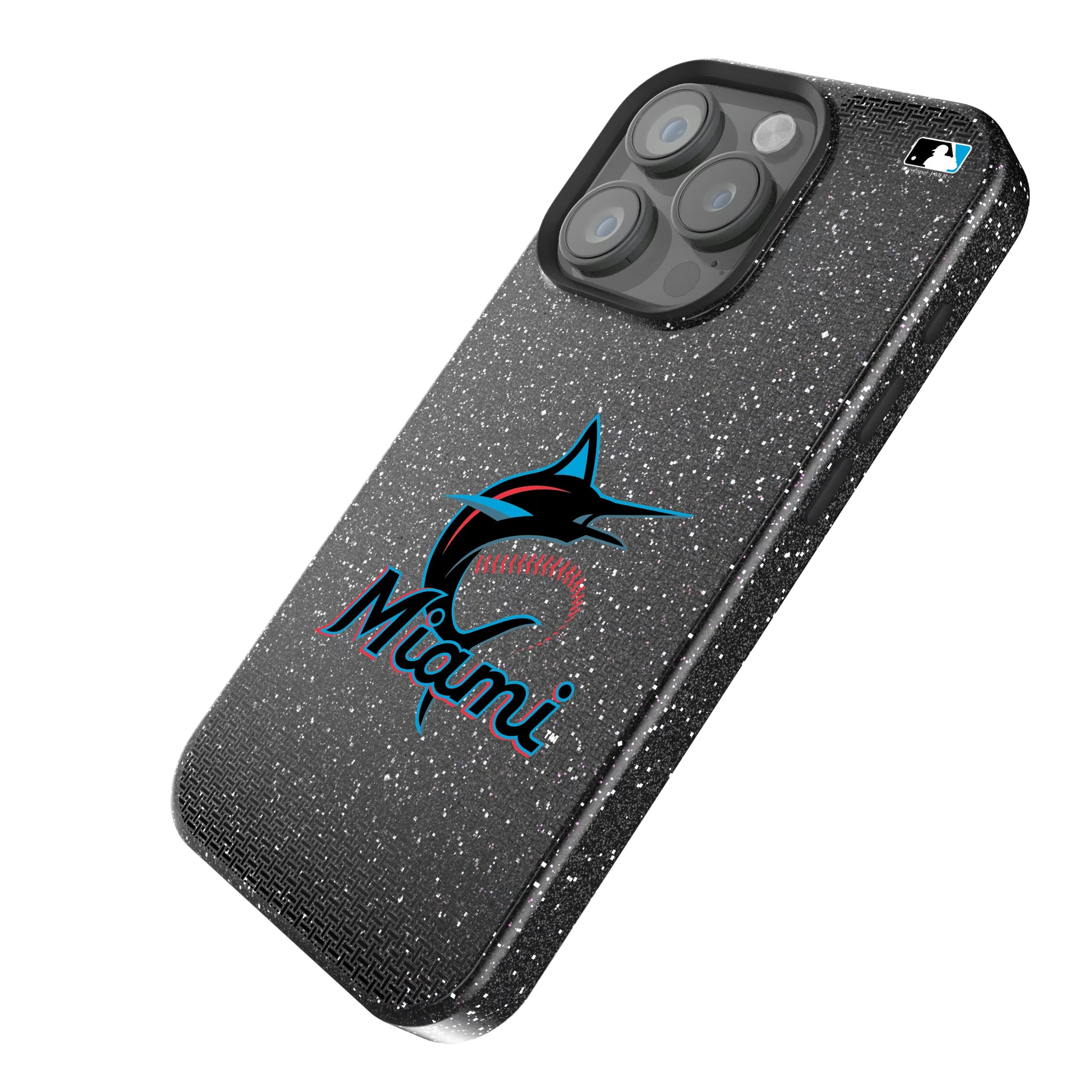 Miami Marlins Linen iPhone Bling Phone Case for Apple iPhone - Isometric View