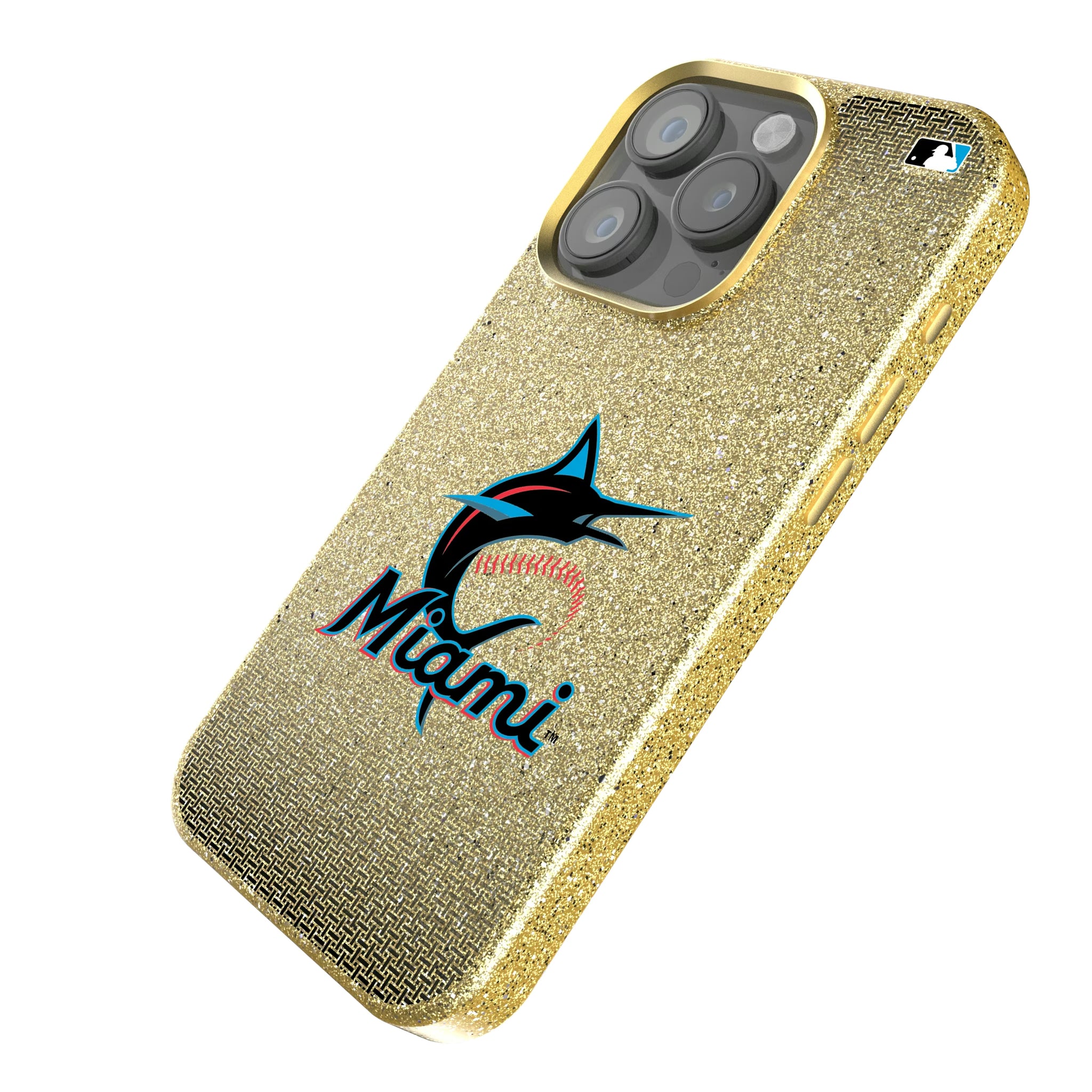 Miami Marlins Linen iPhone Bling Phone Case for Apple iPhone - Isometric View