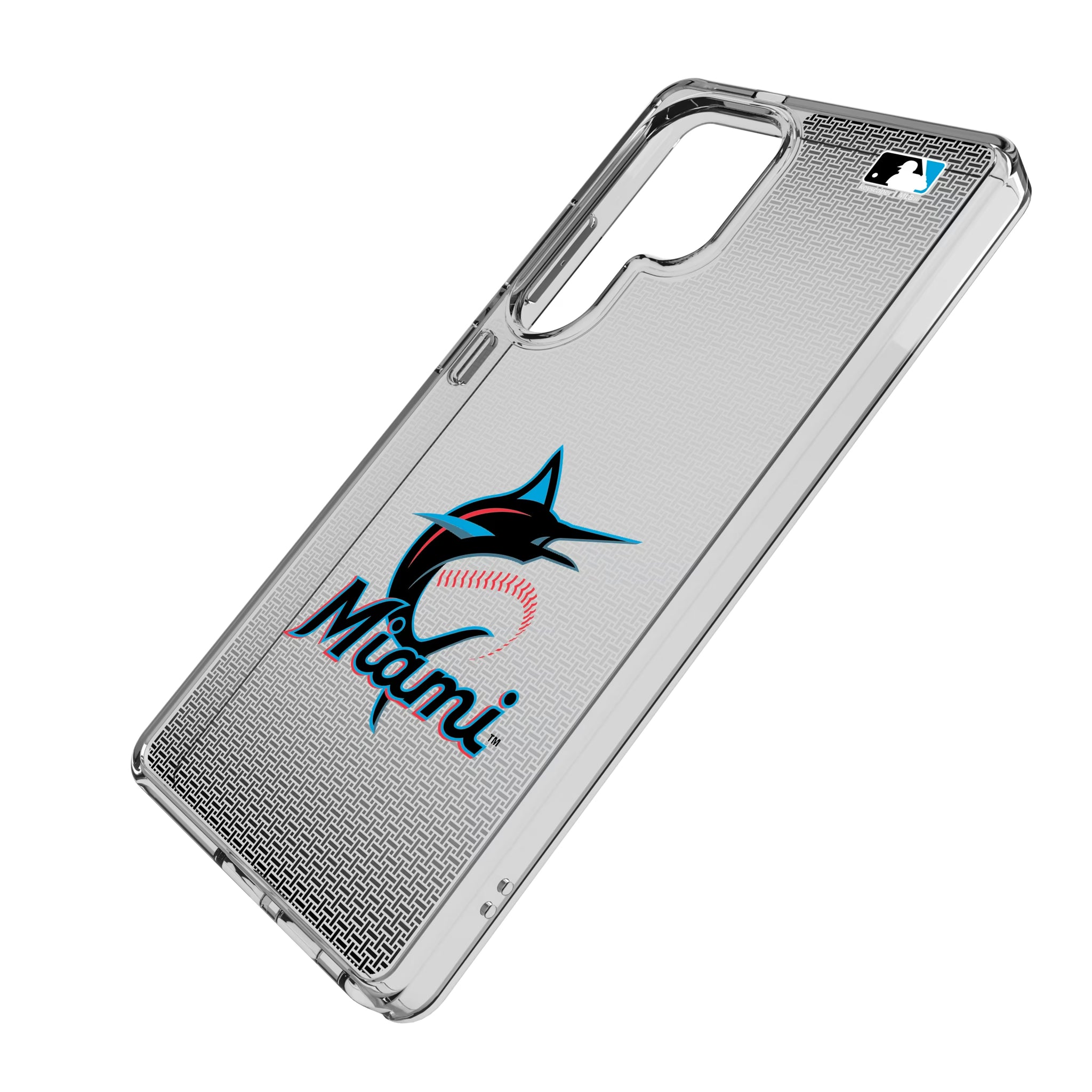 Miami Marlins Linen Galaxy Clear Phone Case for Samsung Galaxy - Isometric View