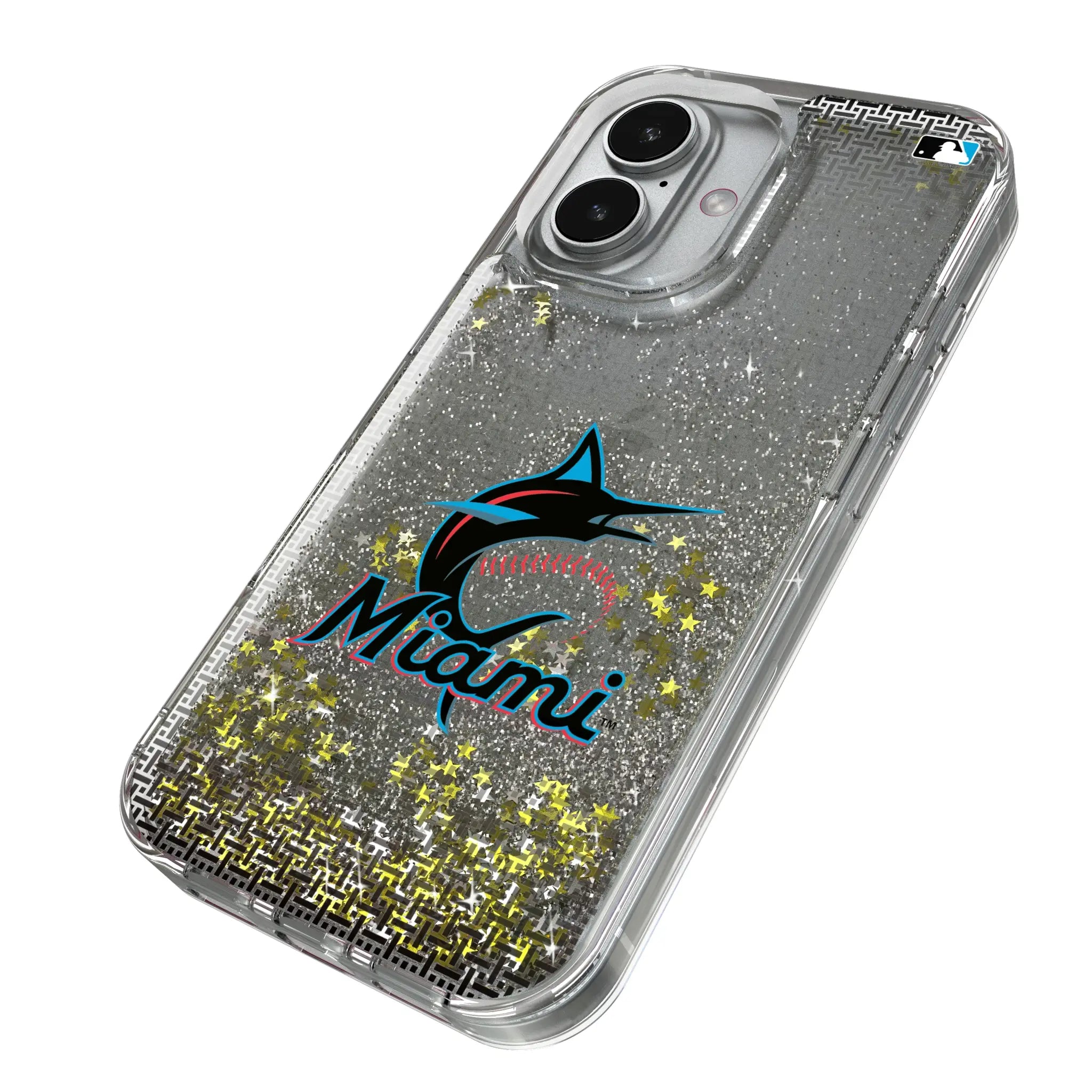 Miami Marlins Linen iPhone Glitter Phone Case for Apple iPhone - Isometric View