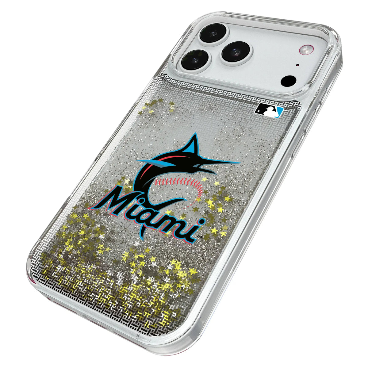 Miami Marlins Linen iPhone Glitter Phone Case for Apple iPhone - Isometric View#Device_iPhone 18 Pro Max