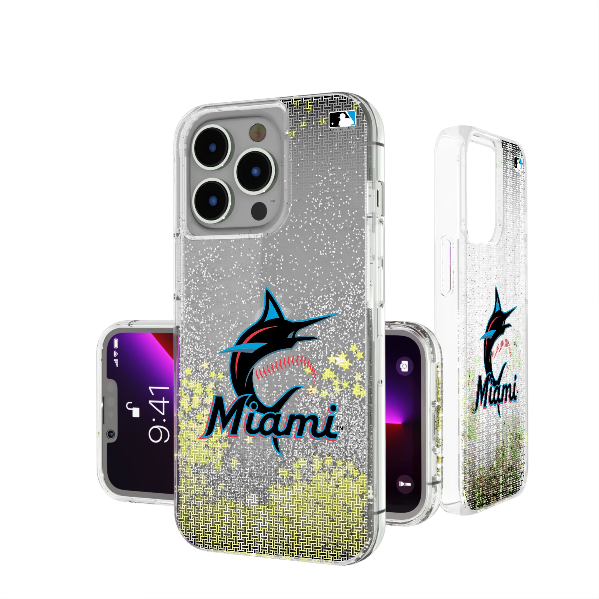 Miami Marlins Linen iPhone Glitter Phone Case for Apple iPhone