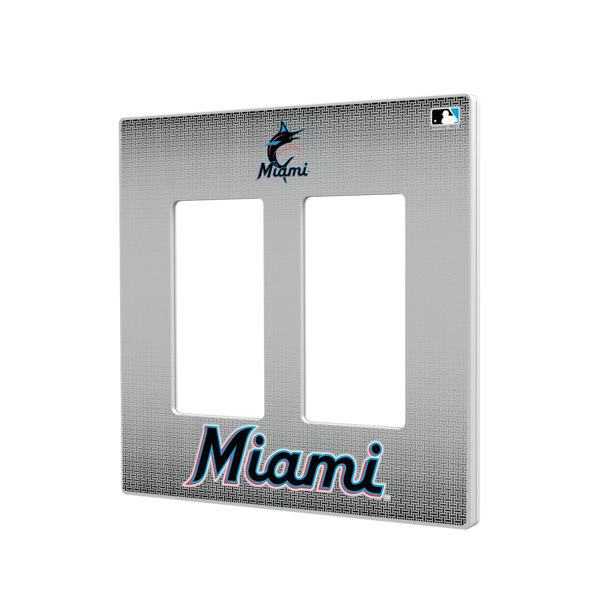 Miami Marlins Linen Hidden-Screw Light Switch Plate#Style_Double Rocker