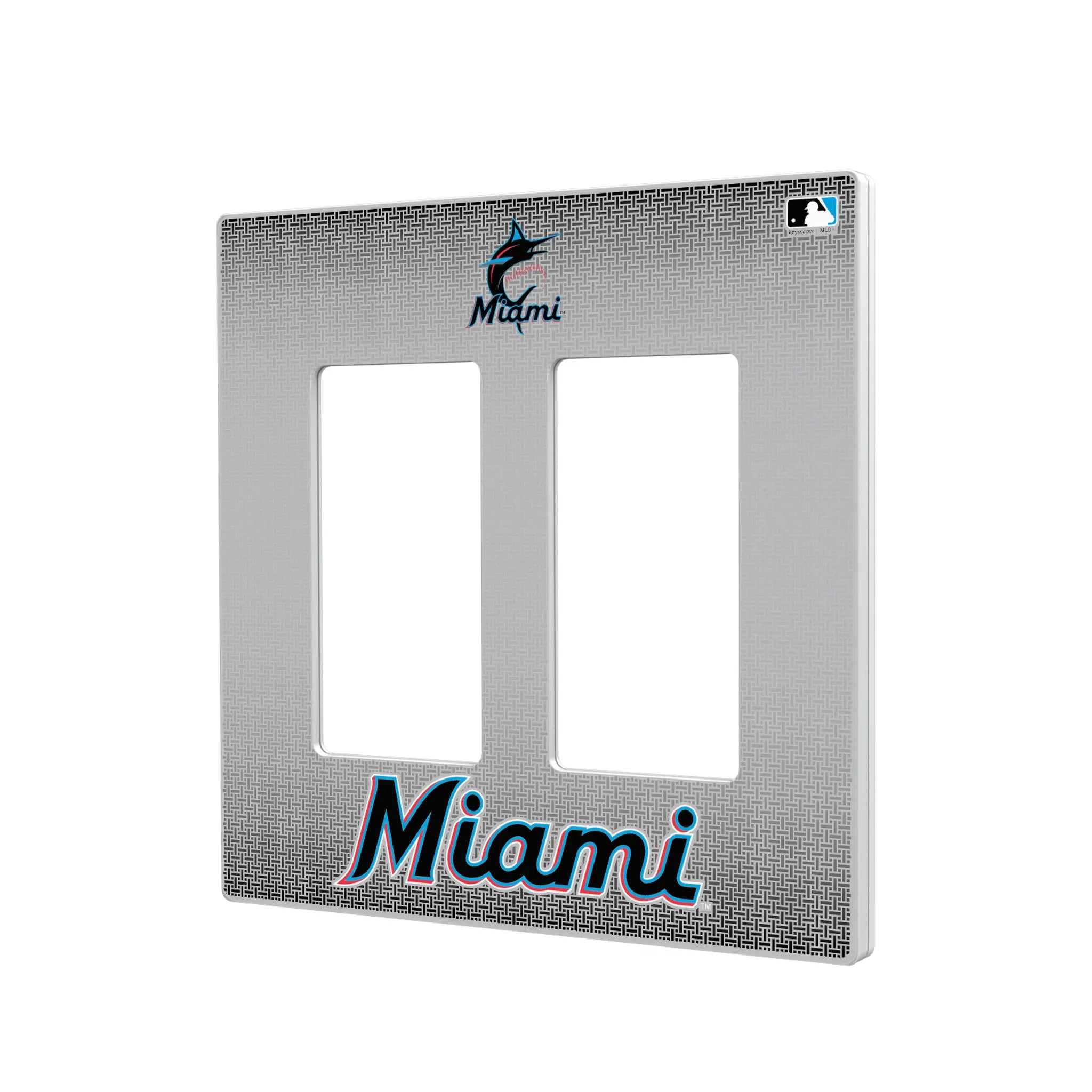 Miami Marlins Linen Hidden-Screw Light Switch Plate#Style_Double Rocker