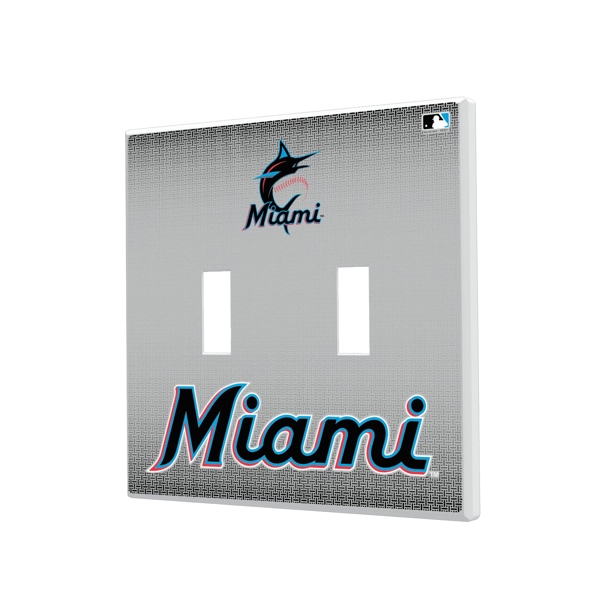 Miami Marlins Linen Hidden-Screw Light Switch Plate#Style_Double Toggle