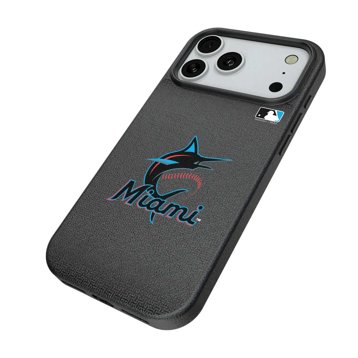 Miami Marlins Linen iPhone MagSafe Compatible Phone Case for Apple iPhone - Isometric View#Device_iPhone 18 Pro Max