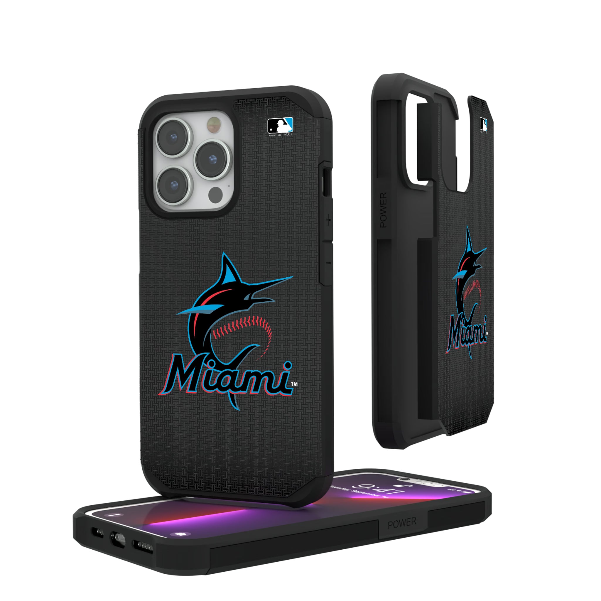 Miami Marlins Linen iPhone Rugged Phone Case for Apple iPhone#Device_iPhone 13 Pro