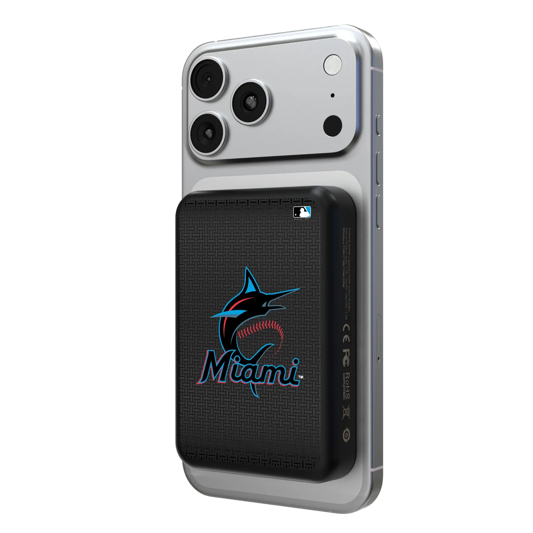 Miami Marlins Linen Wireless Mag Power Bank