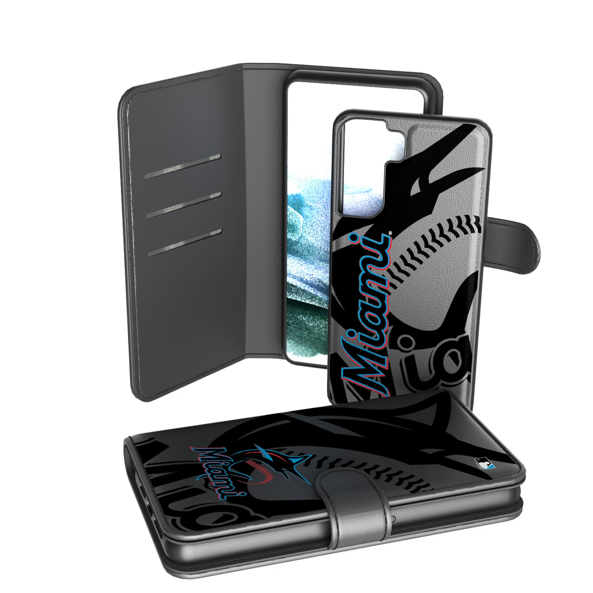Miami Marlins Monocolor Tilt Galaxy Wallet Phone Case for Samsung Galaxy