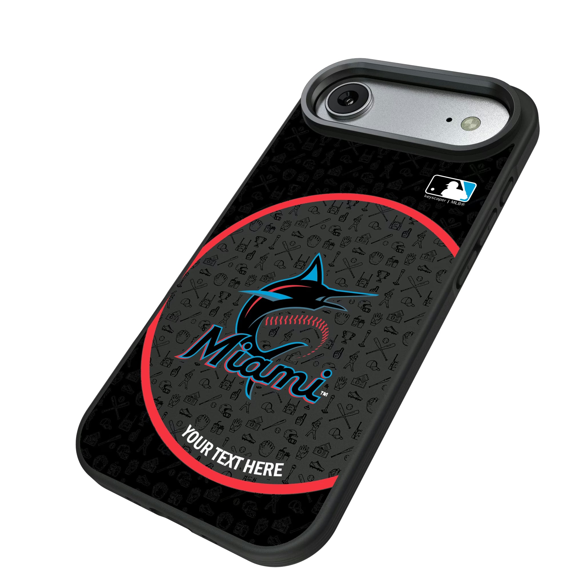 Miami Marlins Personalized Circle iPhone Bump Phone Case for Apple iPhone - Isometric View#Device_iPhone Air