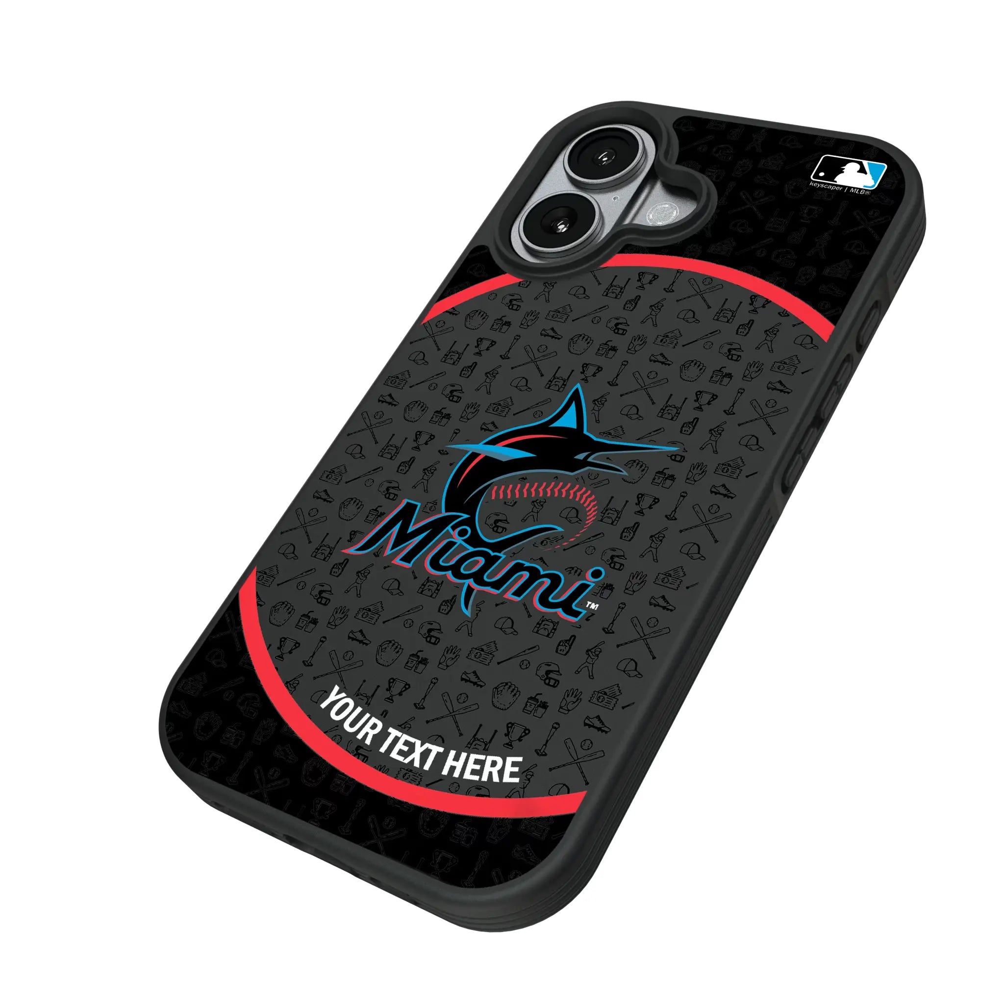 Miami Marlins Personalized Circle iPhone Bump Phone Case for Apple iPhone - Isometric View#Device_iPhone 17