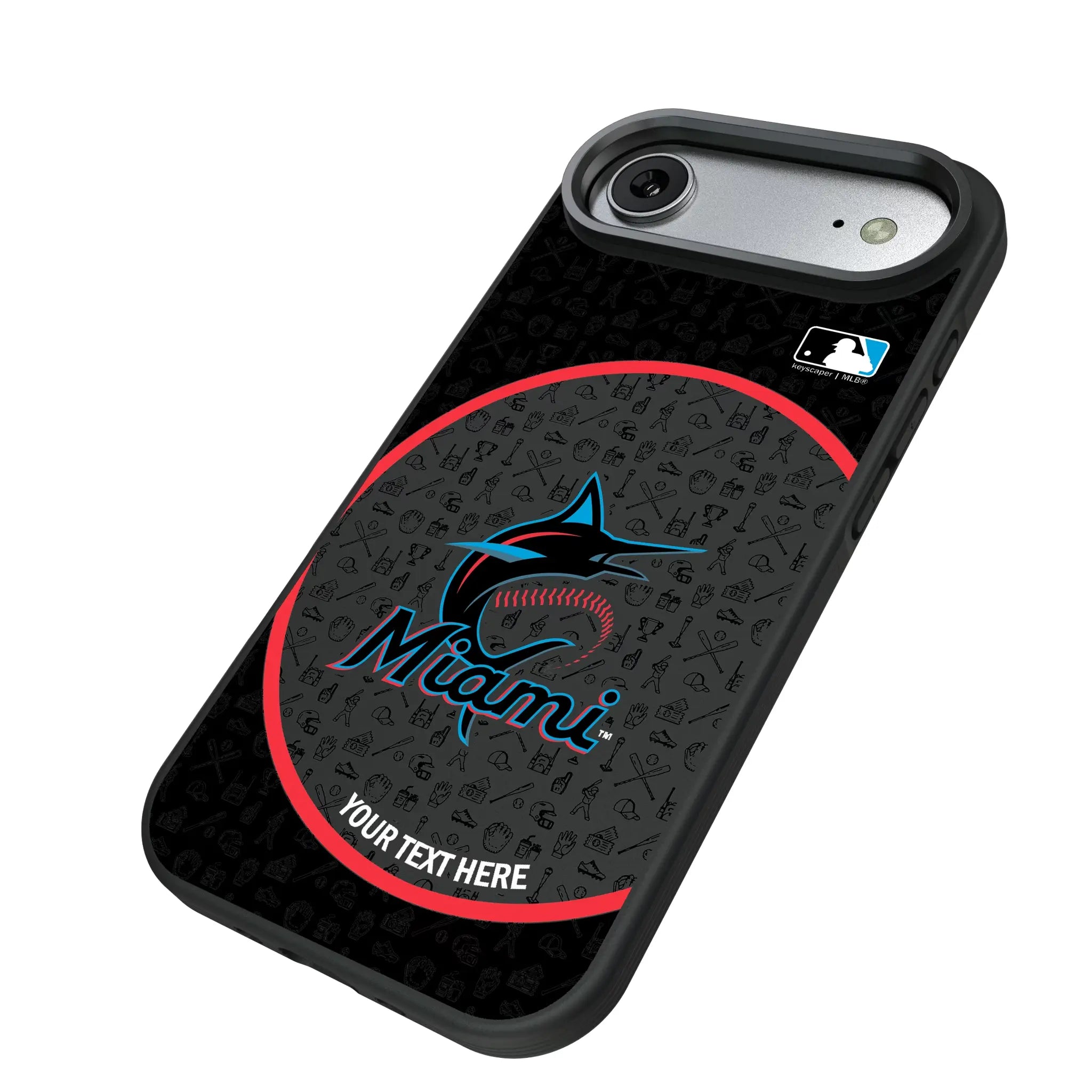 Miami Marlins Personalized Circle iPhone Bump Phone Case for Apple iPhone - Isometric View#Device_iPhone Air