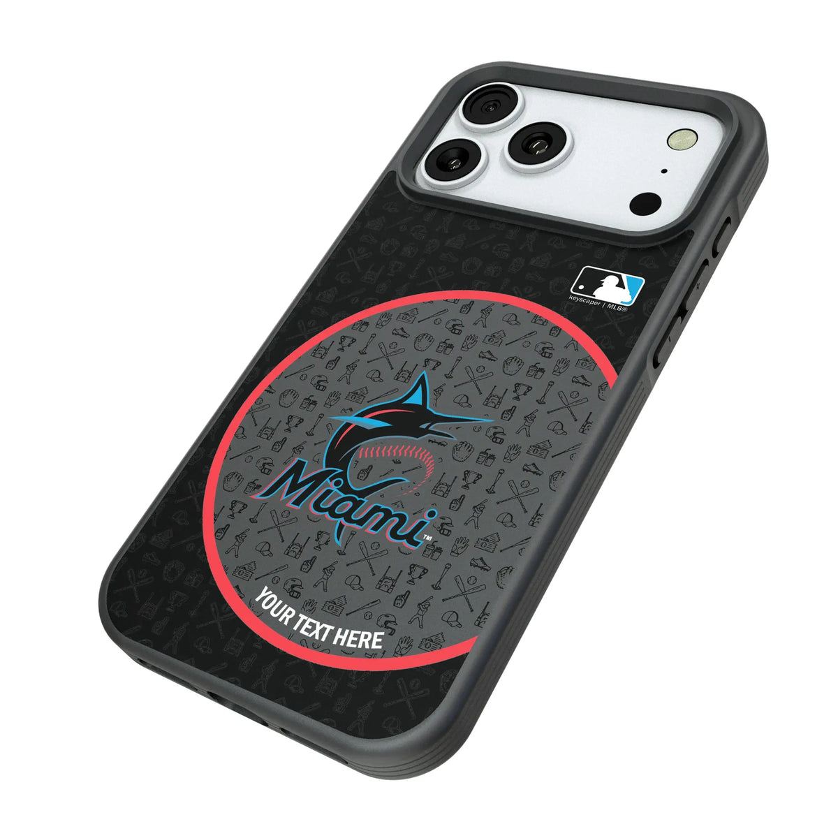 Miami Marlins Personalized Circle iPhone Bump Phone Case for Apple iPhone - Isometric View#Device_iPhone 18 Pro Max