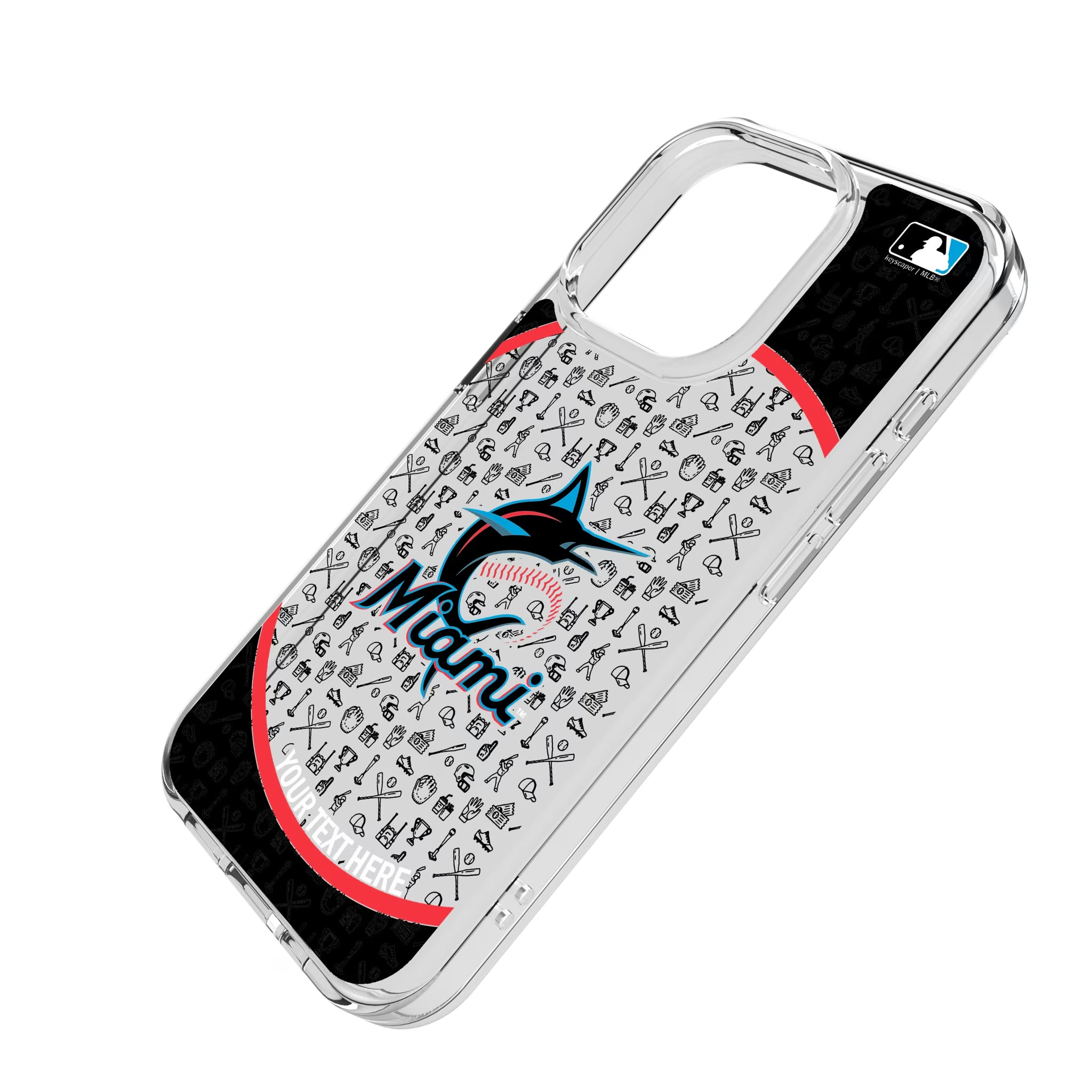 Miami Marlins Personalized Circle iPhone Clear Phone Case for Apple iPhone - Isometric View