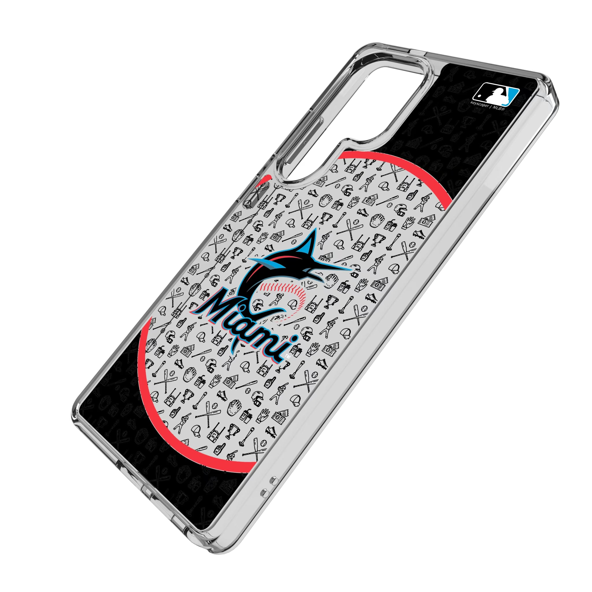 Miami Marlins Personalized Circle Galaxy Clear Phone Case for Samsung Galaxy - Isometric View
