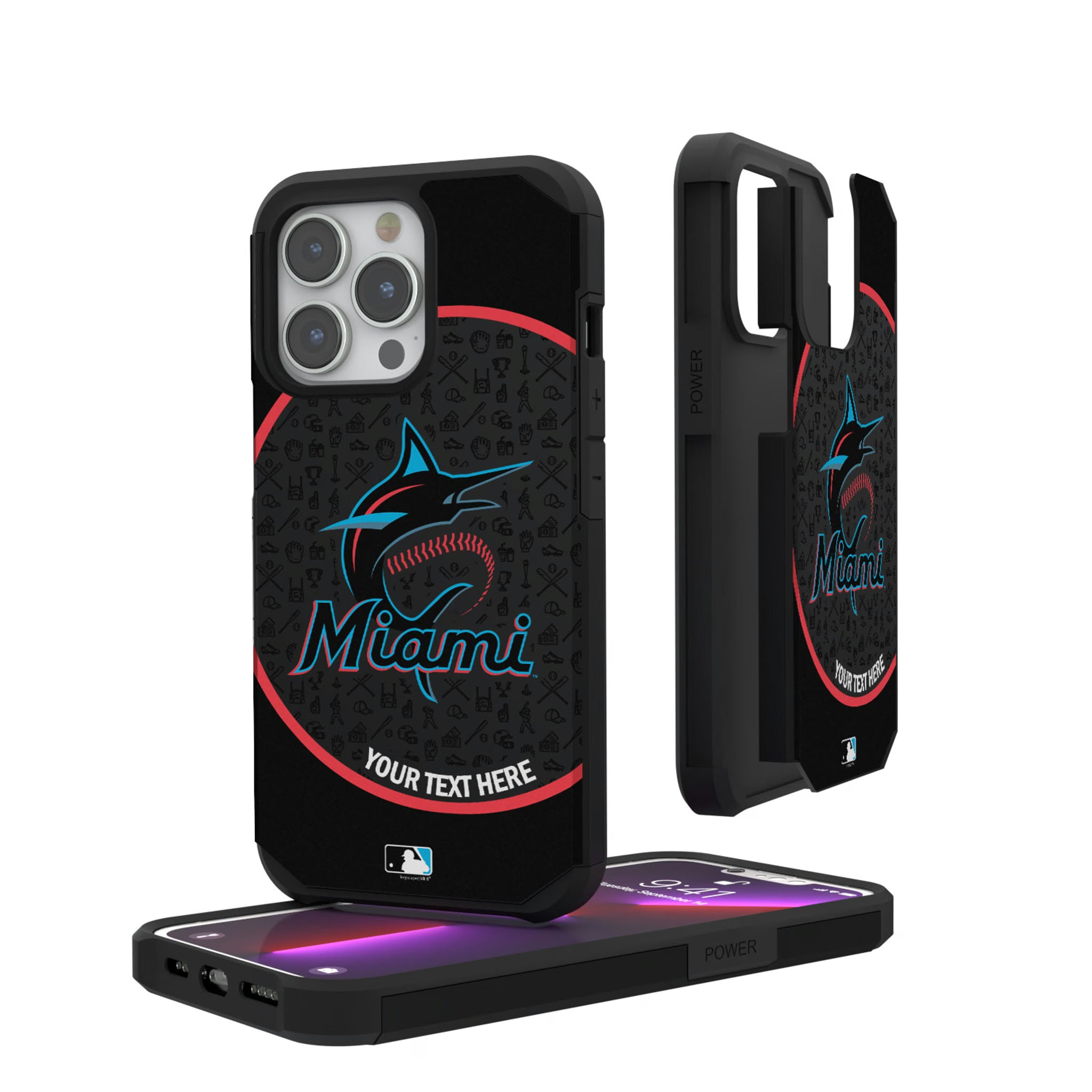 Miami Marlins Personalized Circle iPhone Rugged Phone Case for Apple iPhone