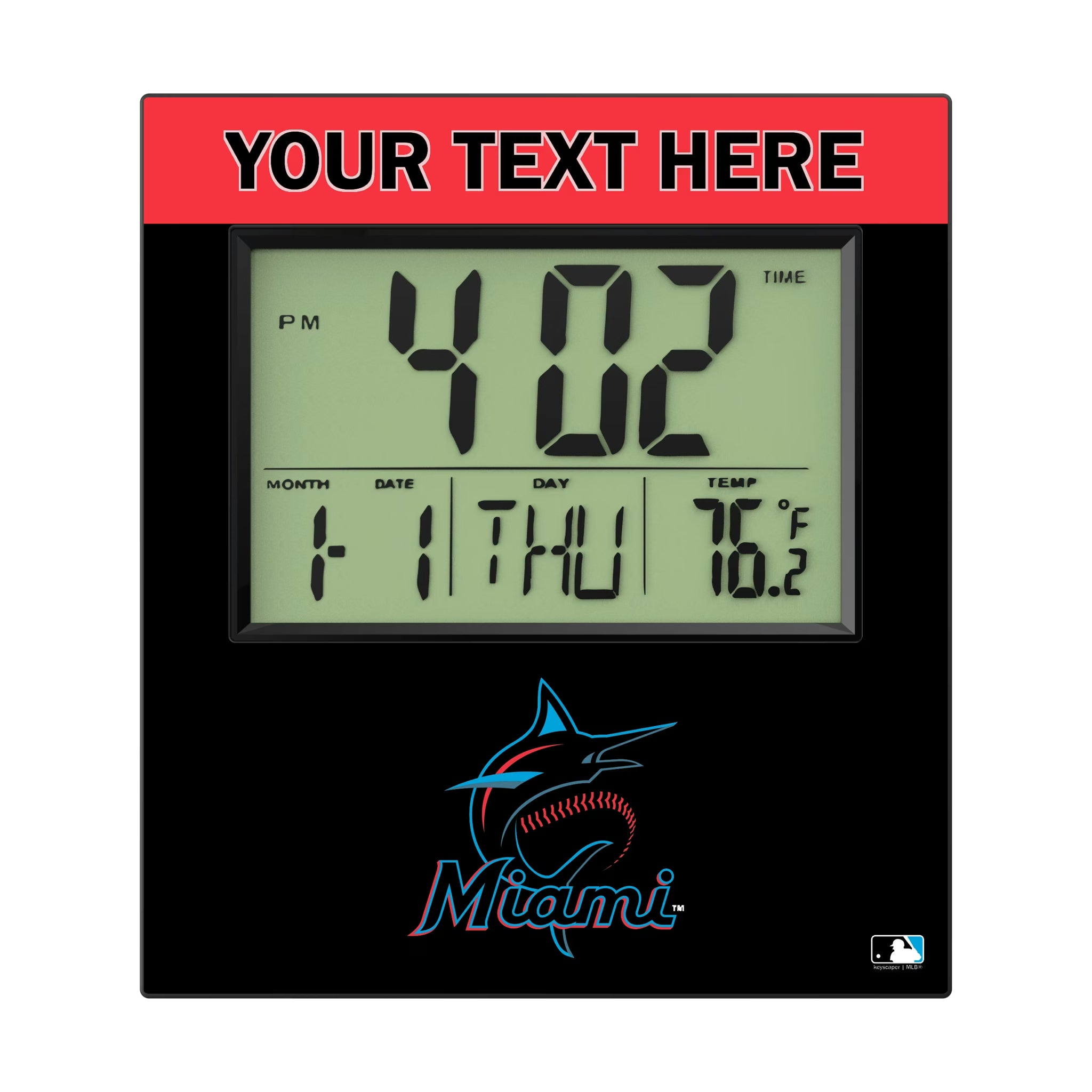 Miami Marlins Personalized Color Block Wall Clock