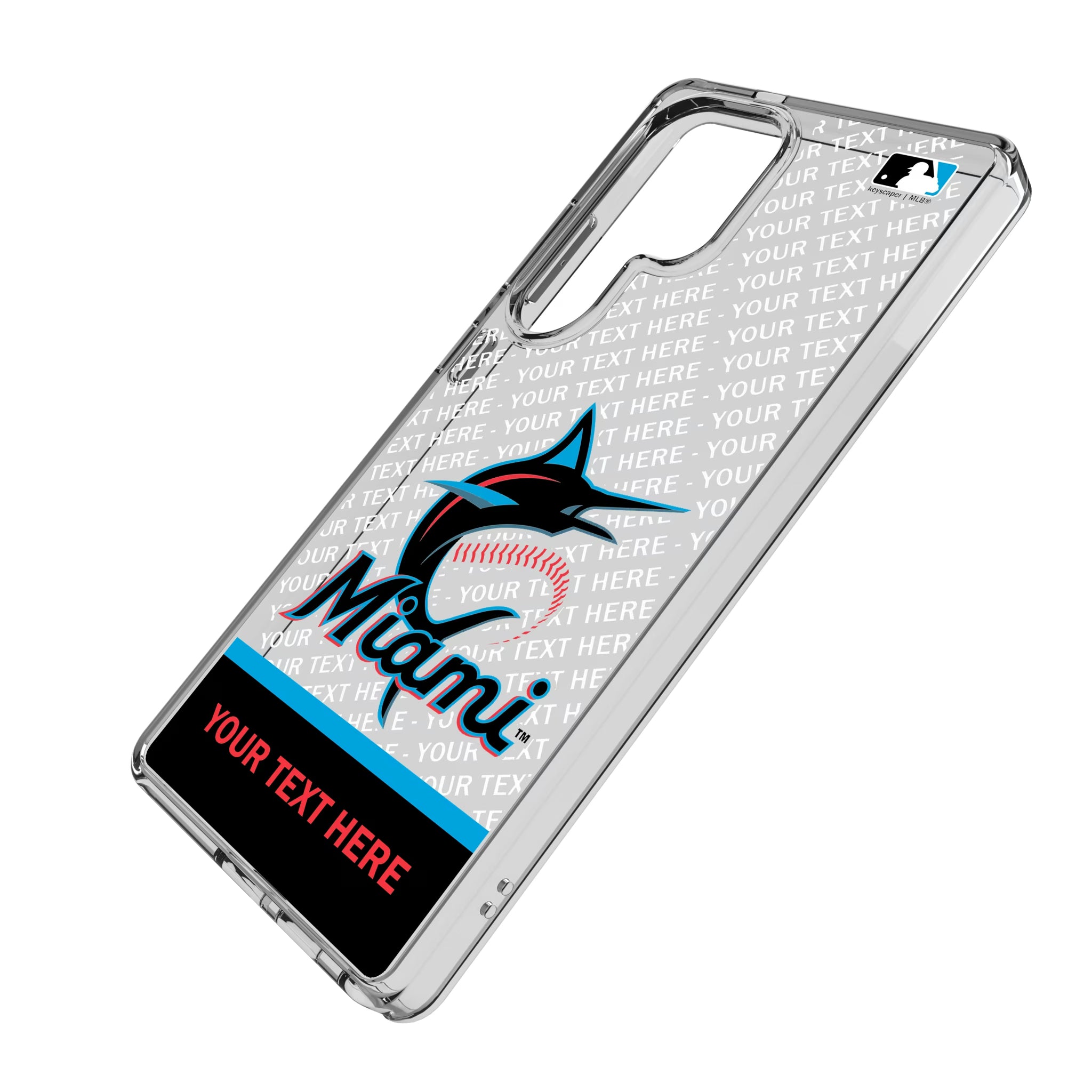Miami Marlins Personalized EndZone Plus Galaxy Clear Phone Case for Samsung Galaxy - Isometric View