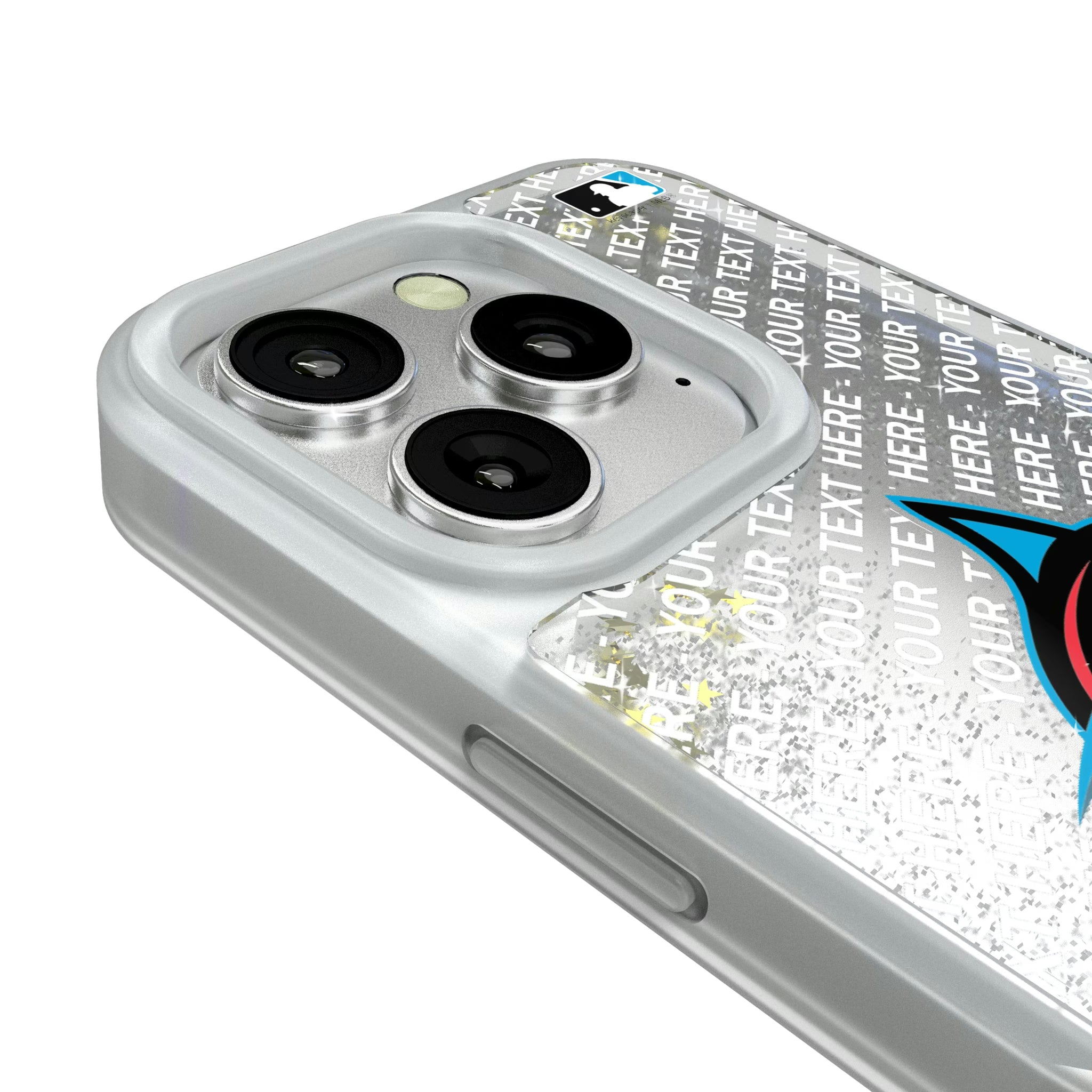 Miami Marlins Personalized EndZone Plus iPhone Glitter Phone Case for Apple iPhone - Detail#Device_iPhone 16 Pro