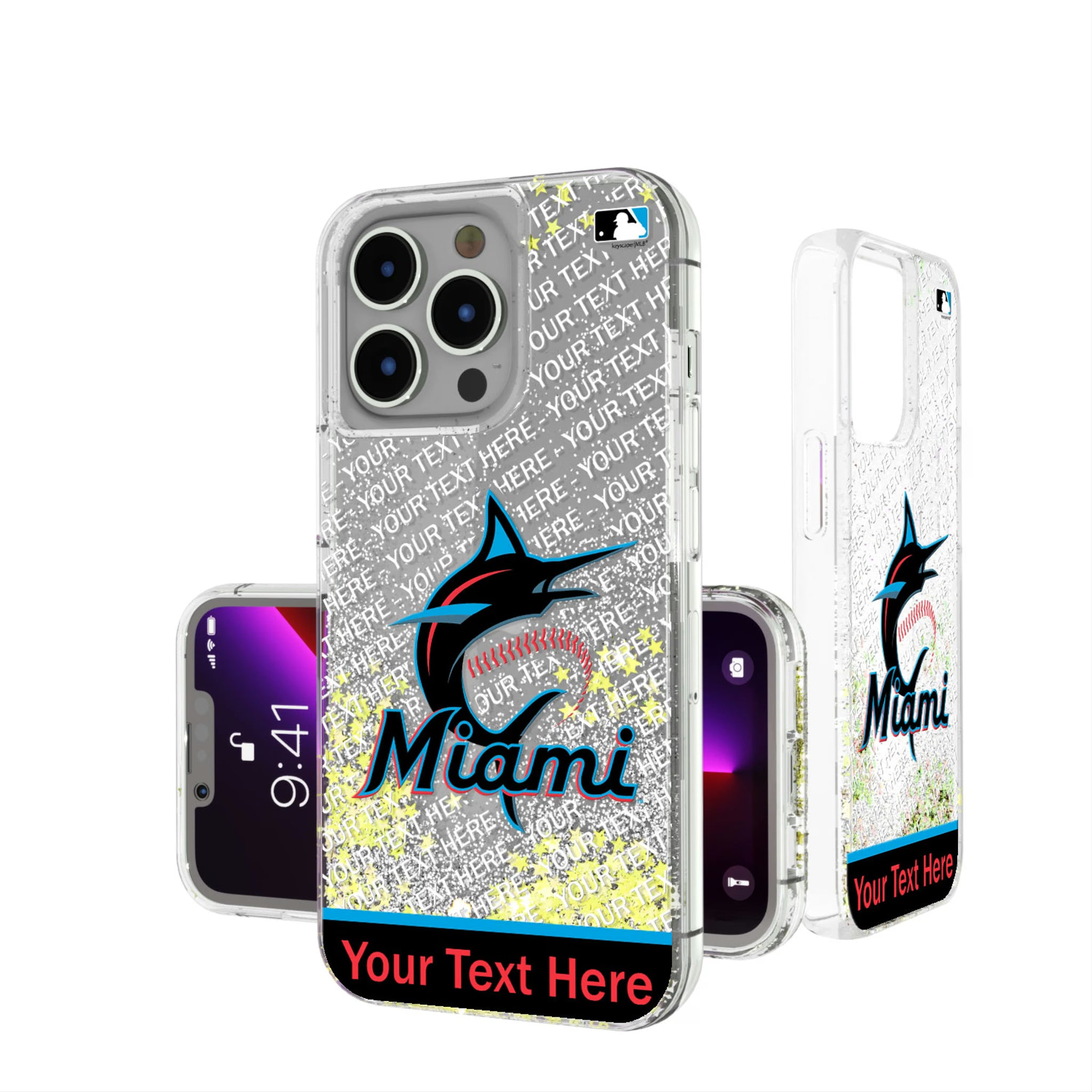 Miami Marlins Personalized EndZone Plus iPhone Glitter Phone Case for Apple iPhone