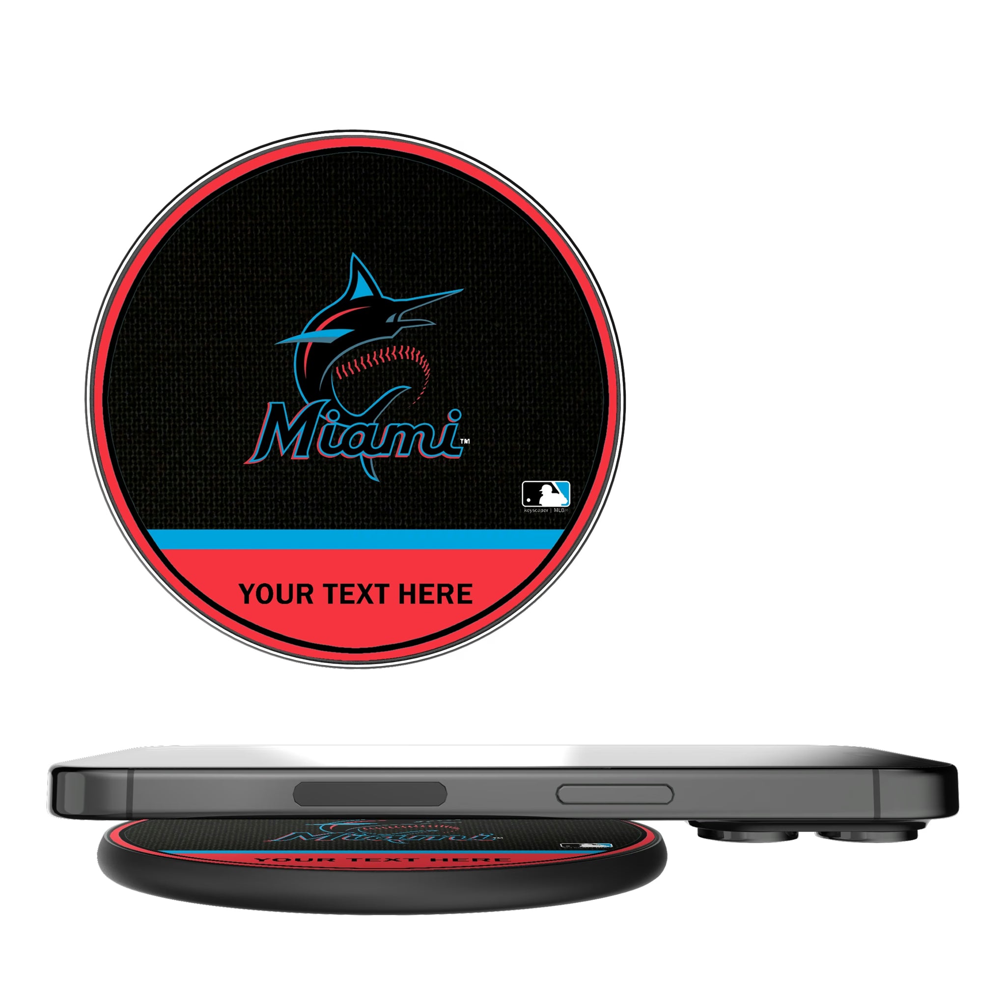 Miami Marlins Personalized Endzone Solid 15-Watt Wireless Charger