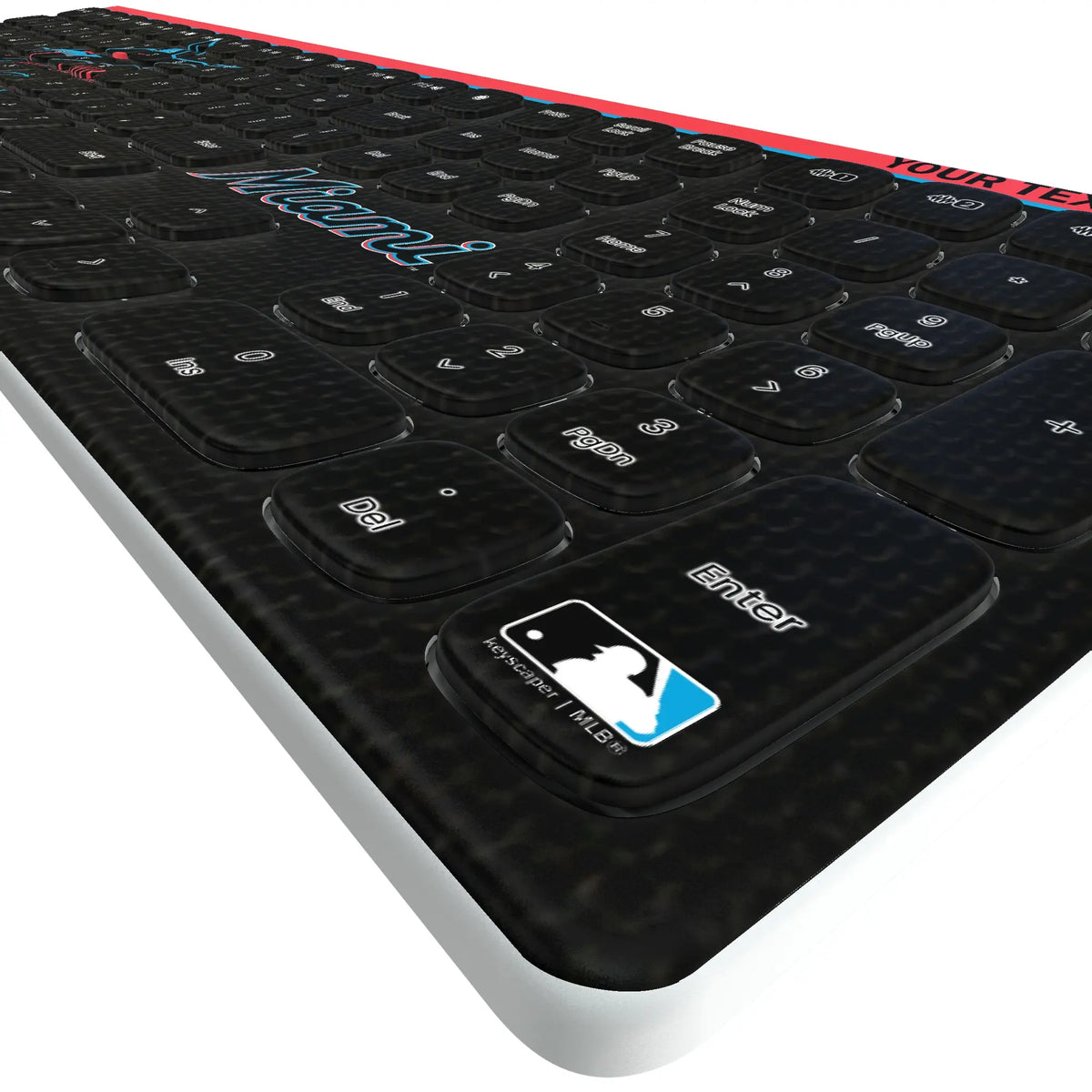 Miami Marlins Personalized Endzone Solid KKB605 Curved Wireless Keyboard - Detail