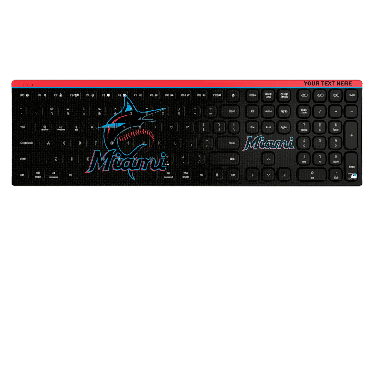 Miami Marlins Personalized Endzone Solid KKB605 Curved Wireless Keyboard
