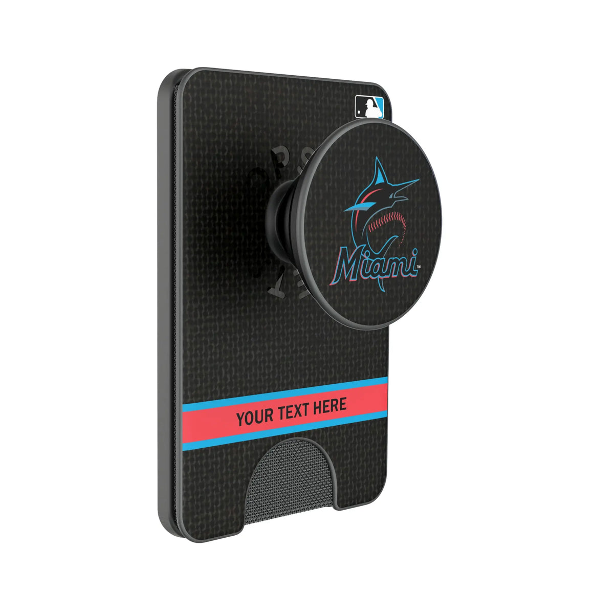 Miami Marlins Personalized Endzone Solid Popsockets Wallet Magnetic