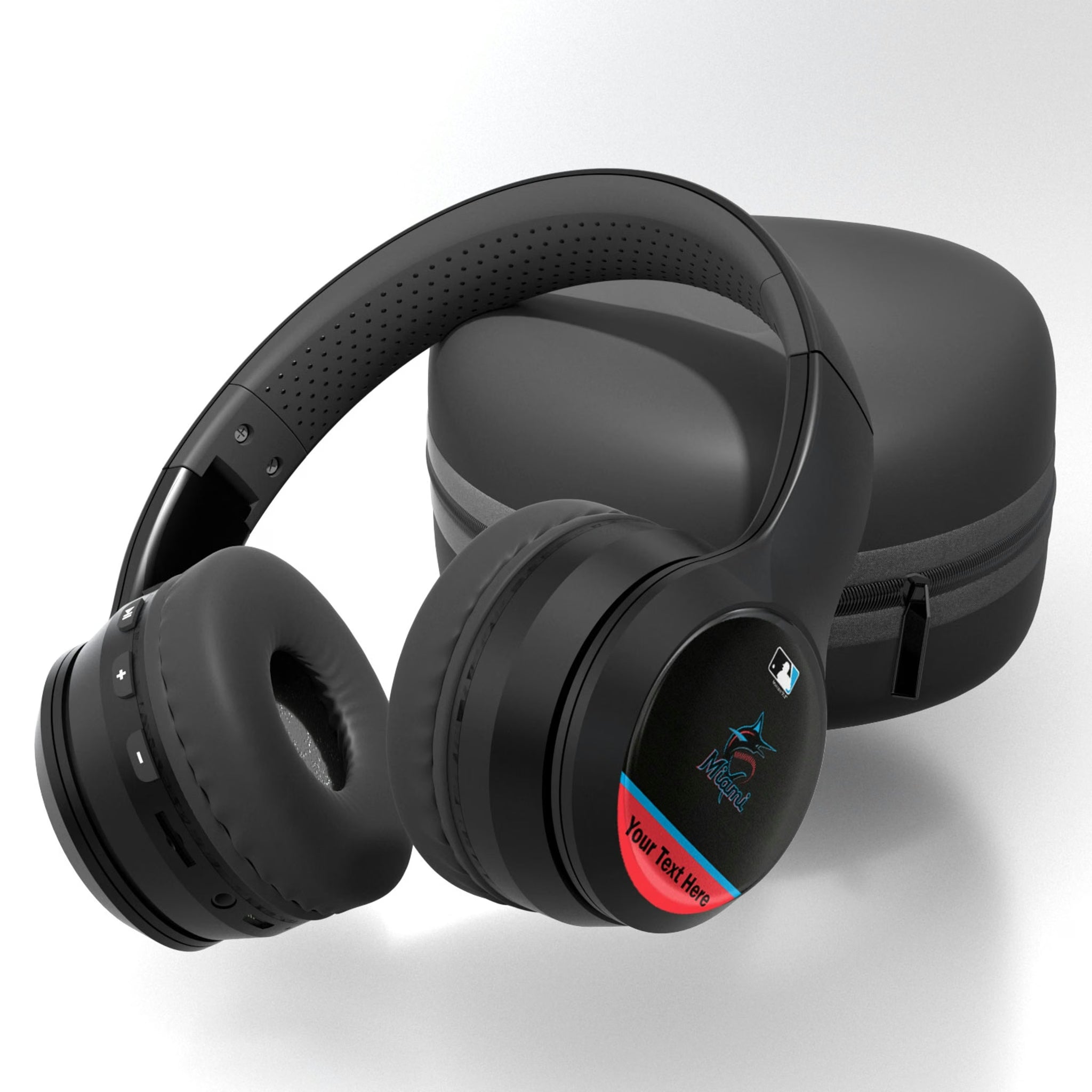 Miami Marlins Personalized Endzone Solid Wireless Over-Ear BT Headphones With Case