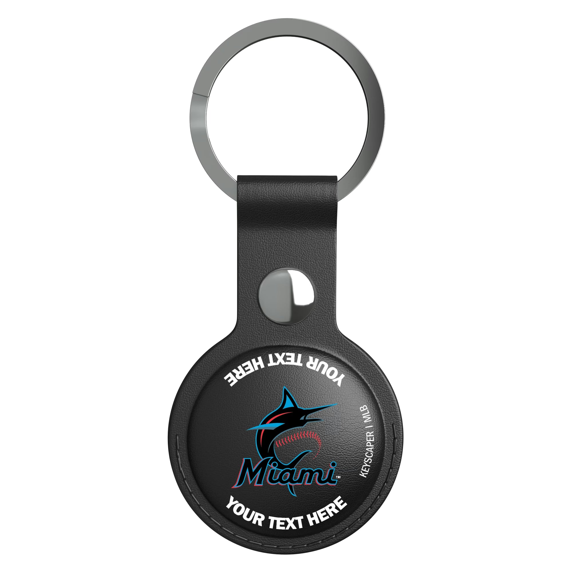 Miami Marlins Personalized Insignia AirTag Black Airtag Holder