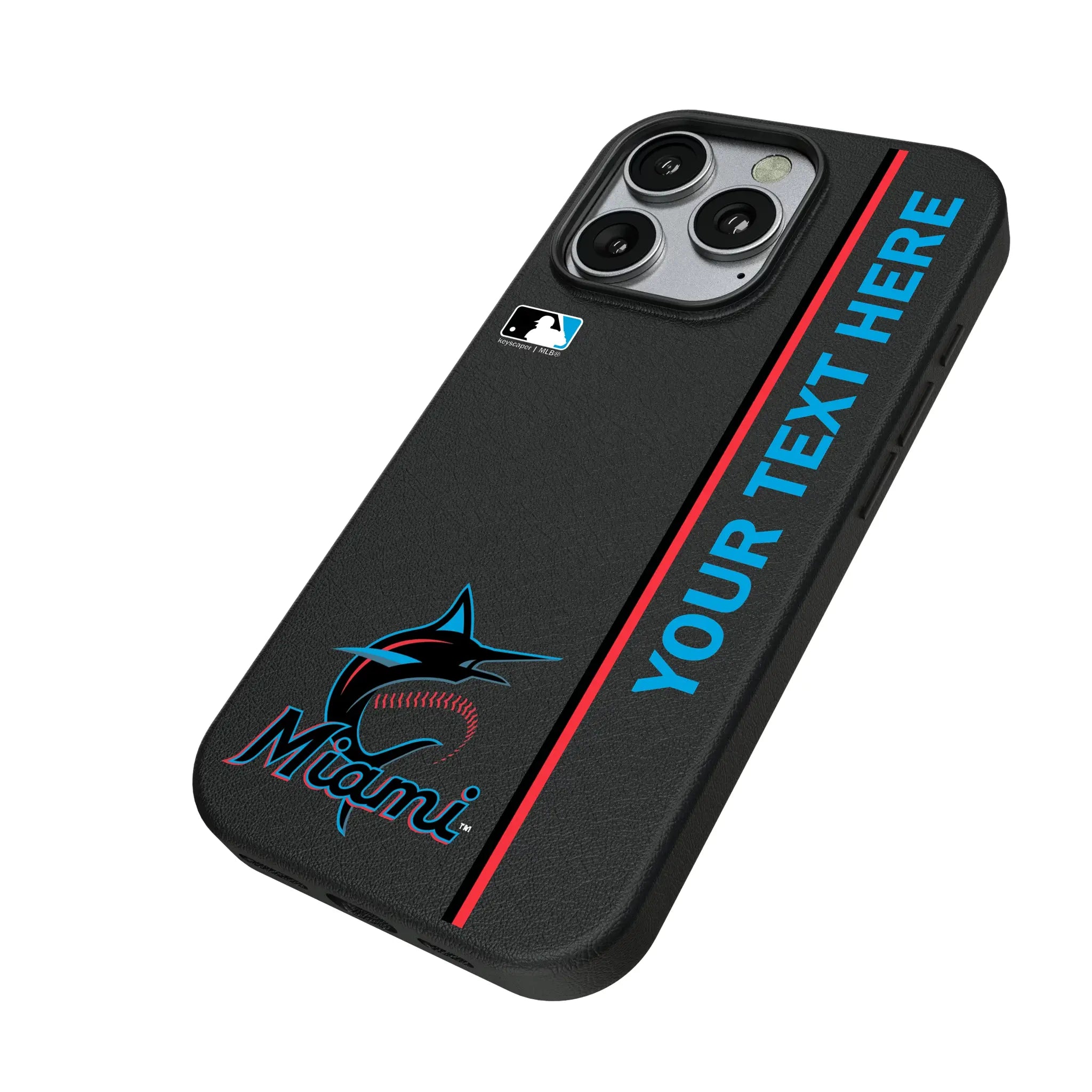 Miami Marlins Personalized Sidebard iPhone MagSafe Compatible Phone Case for Apple iPhone - Isometric View