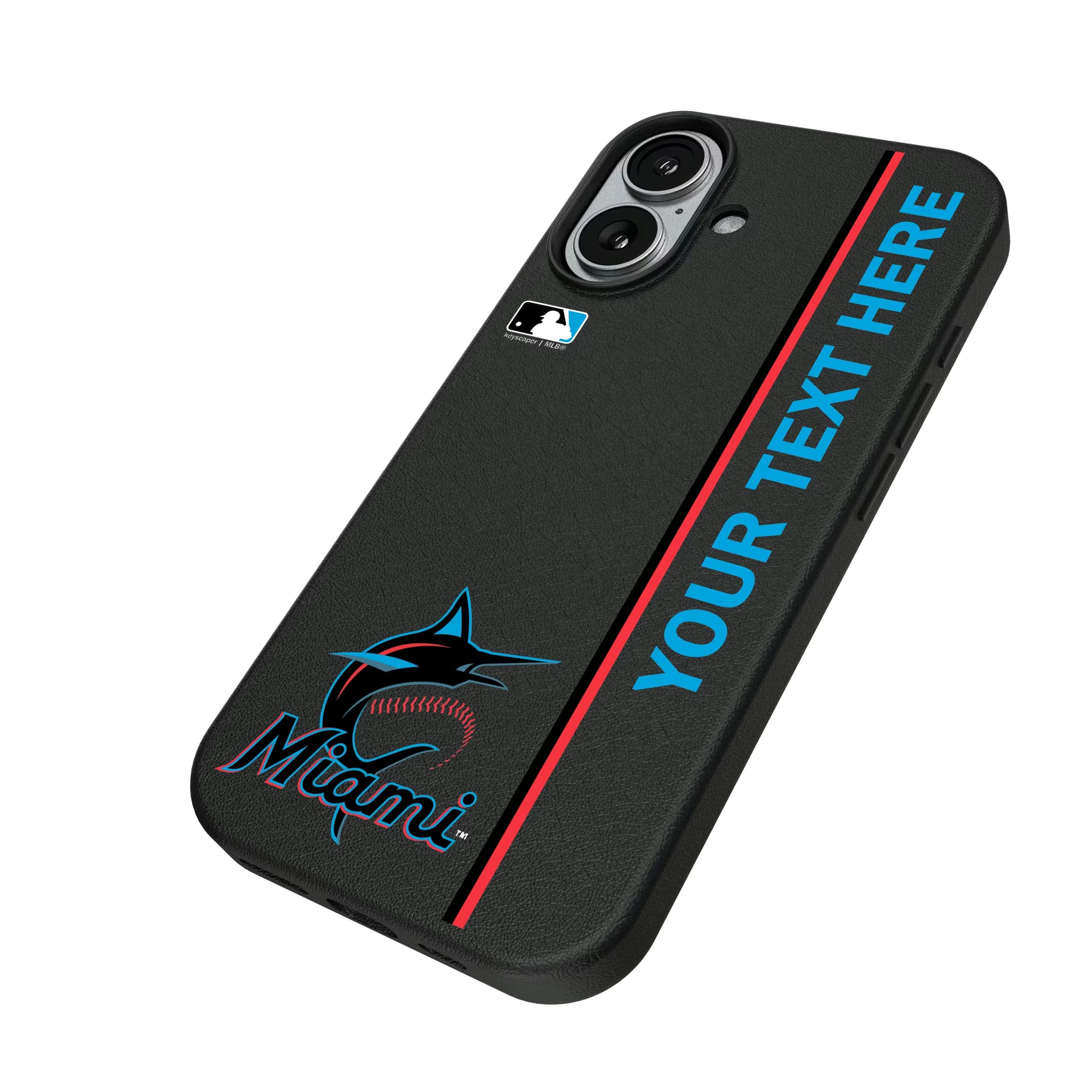 Miami Marlins Personalized Sidebard iPhone MagSafe Compatible Phone Case for Apple iPhone - Isometric View#Device_iPhone 17