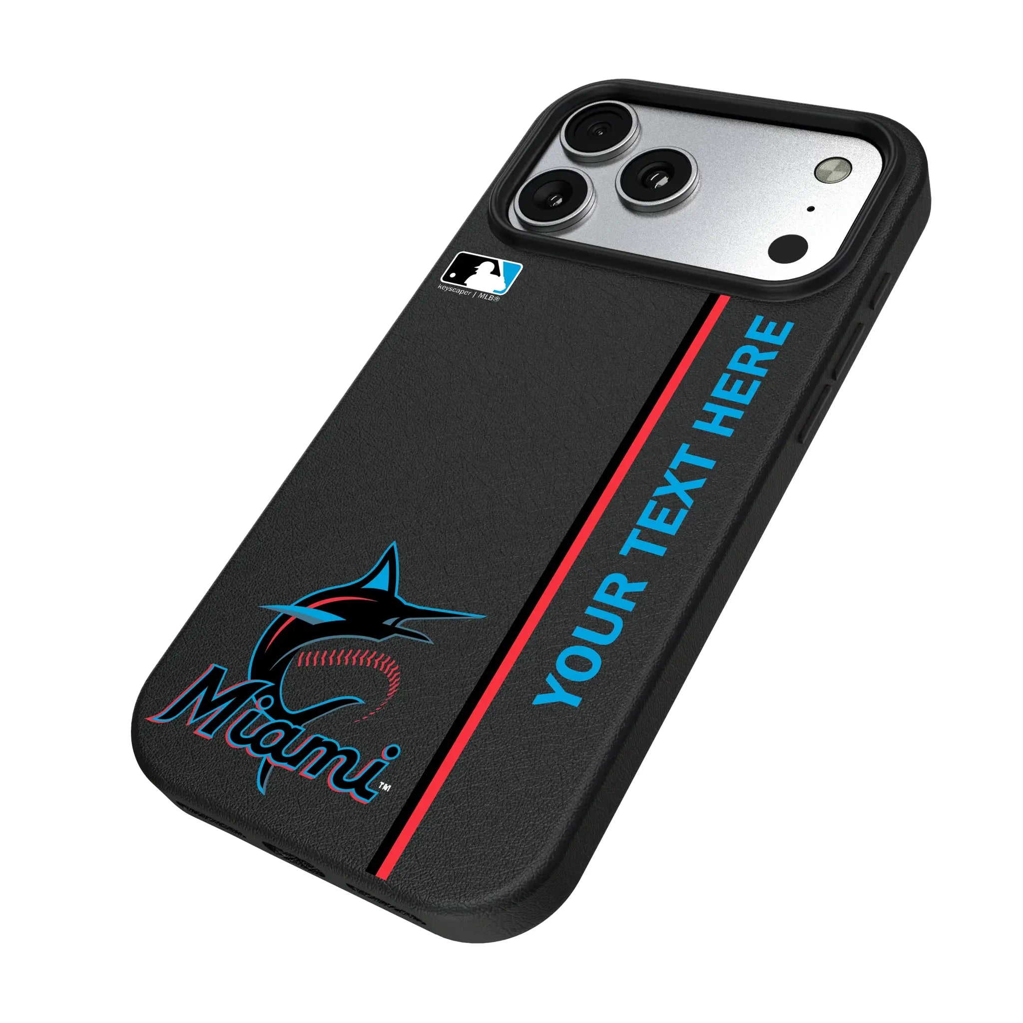 Miami Marlins Personalized Sidebard iPhone MagSafe Compatible Phone Case for Apple iPhone - Isometric View#Device_iPhone 17 Pro Max