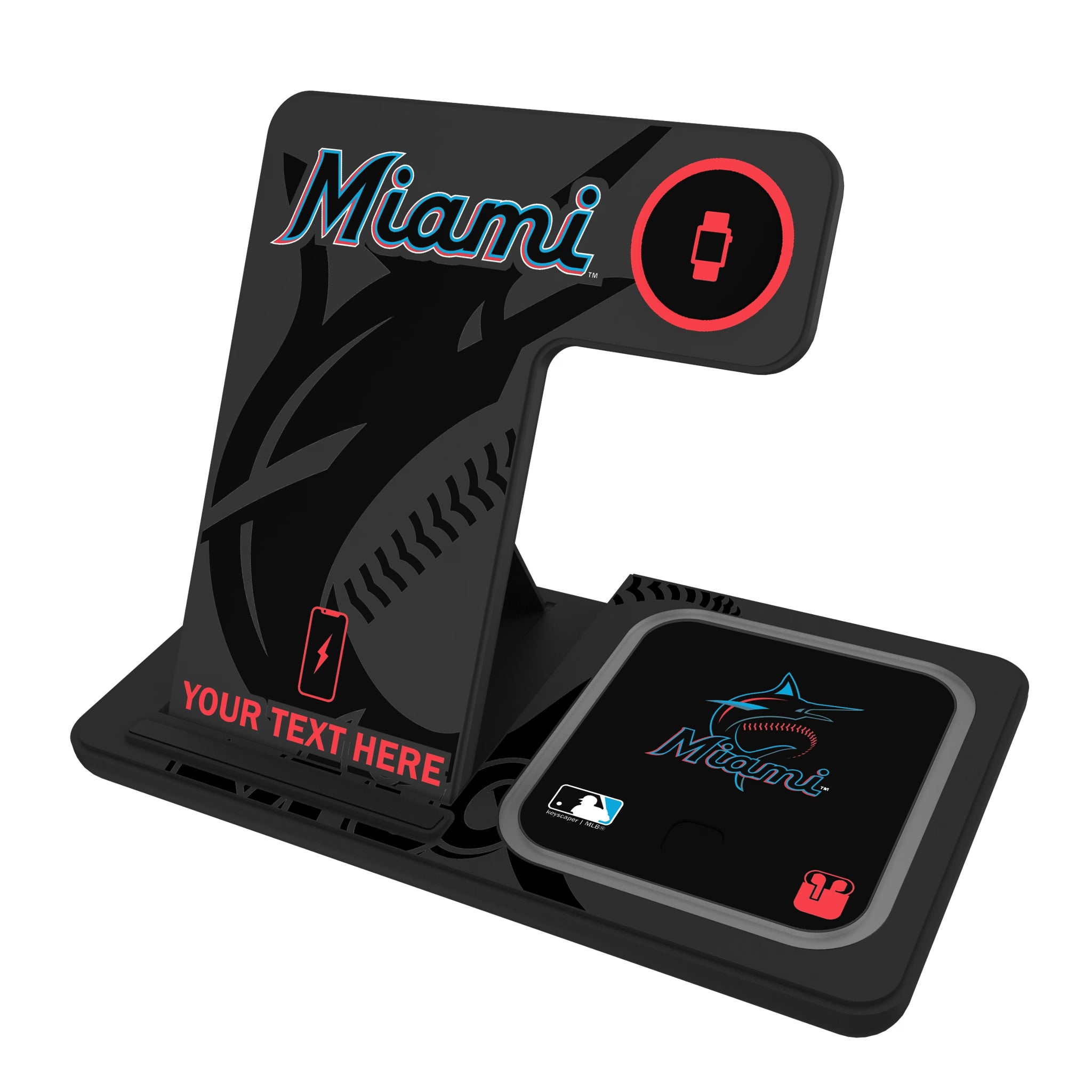 Miami Marlins Personalized Tilt 3 in 1 Charging Station