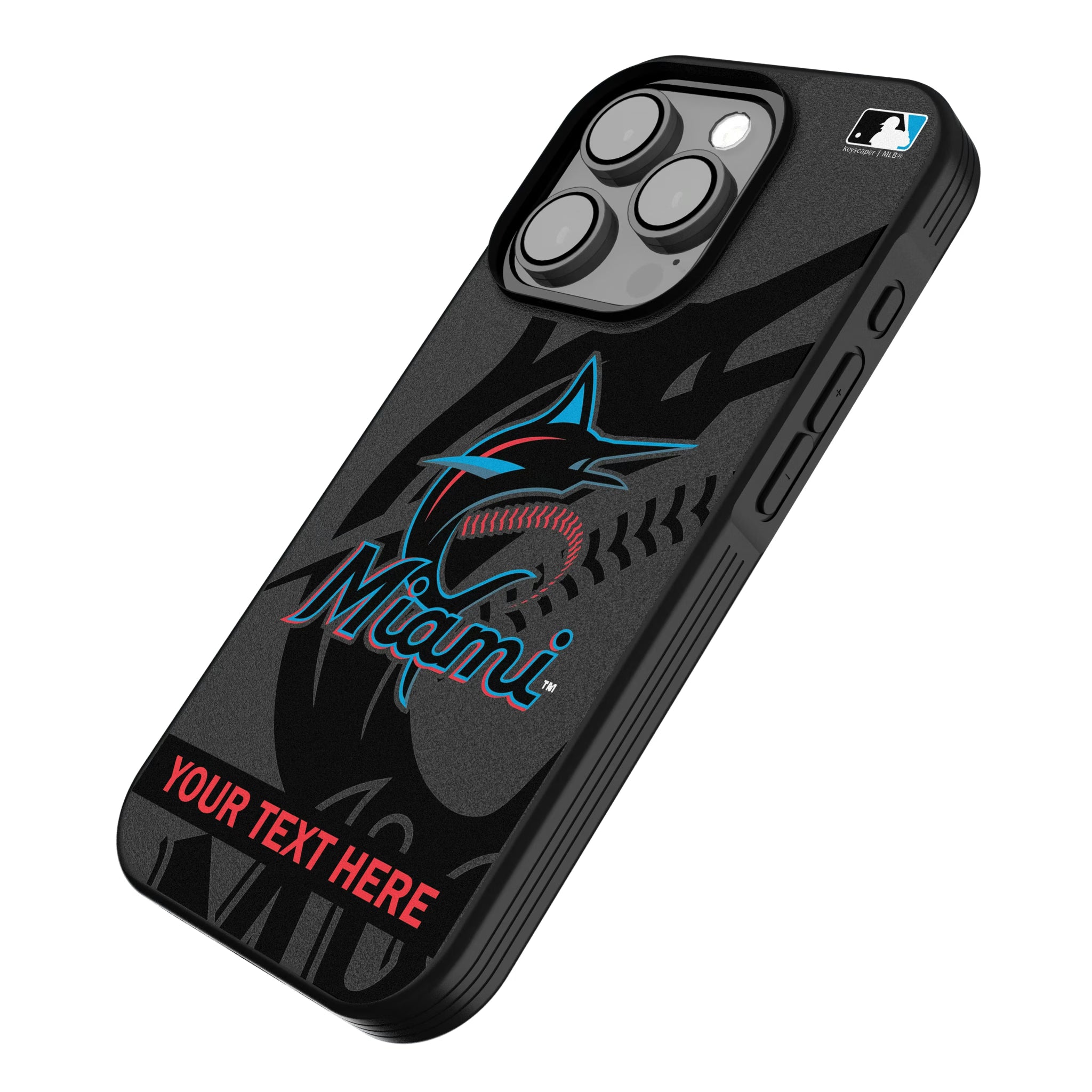 Miami Marlins Personalized Tilt iPhone Bump Phone Case for Apple iPhone - Isometric View