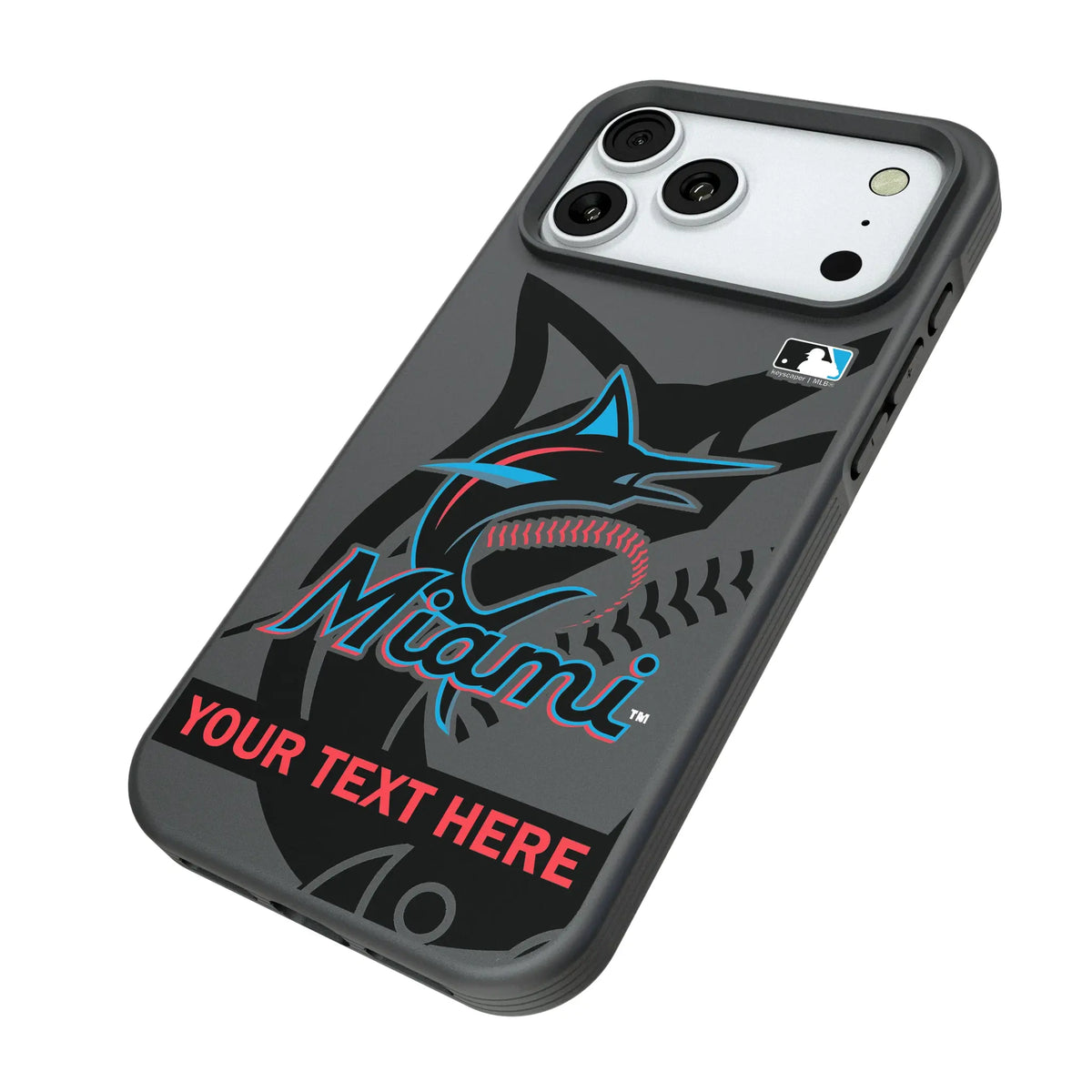 Miami Marlins Personalized Tilt iPhone Bump Phone Case for Apple iPhone - Isometric View#Device_iPhone 18 Pro Max