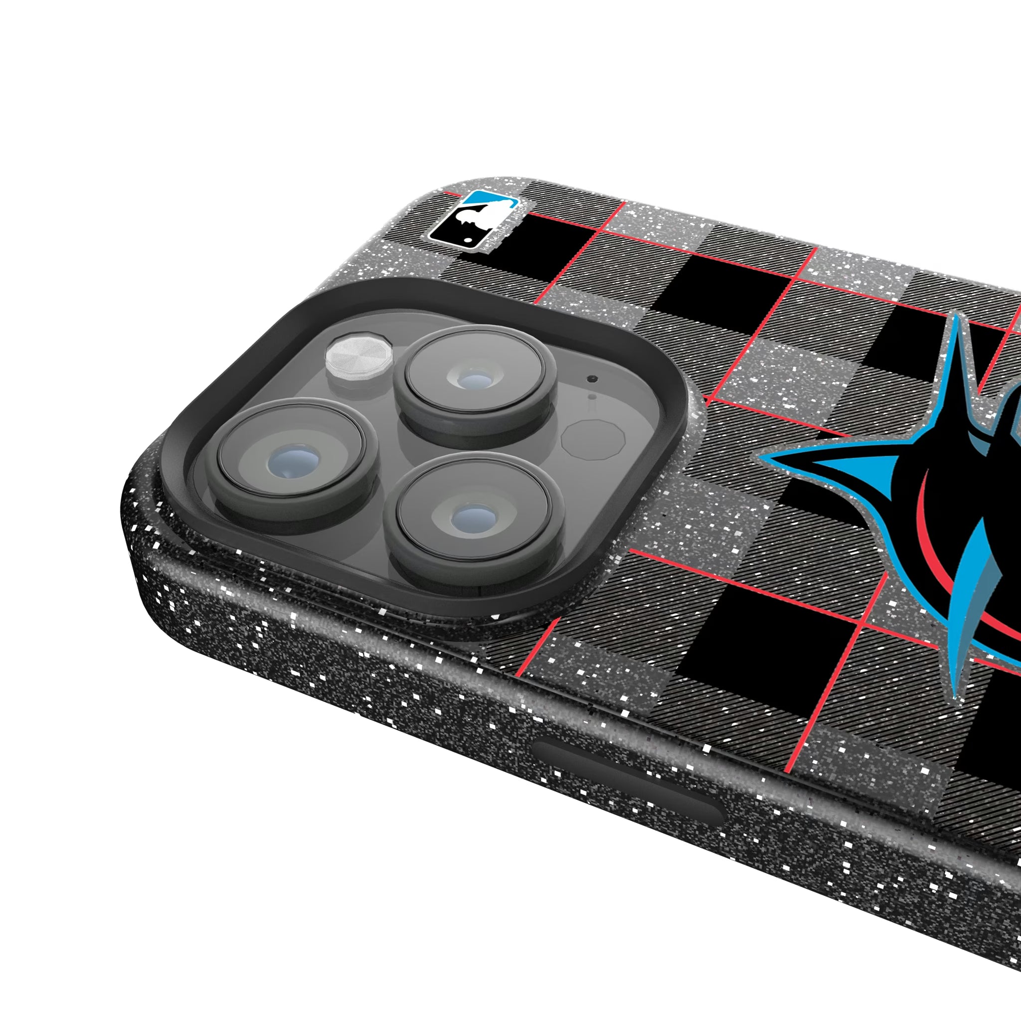 Miami Marlins Plaid iPhone Bling Phone Case for Apple iPhone - Detail