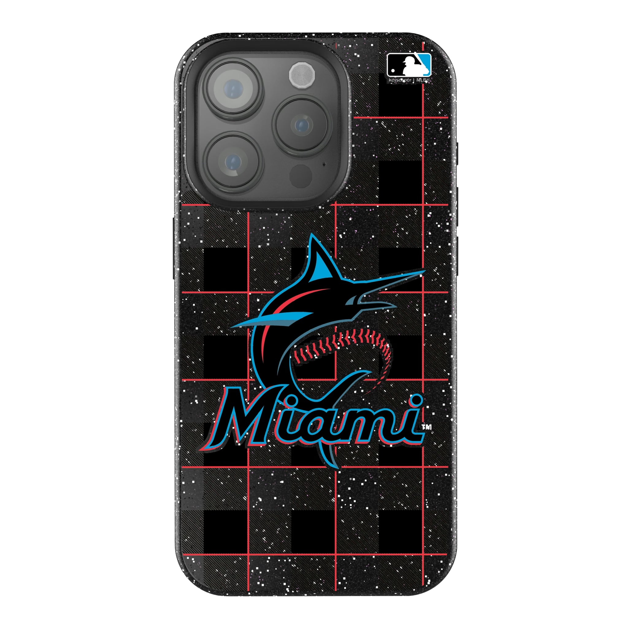 Miami Marlins Plaid iPhone Bling Phone Case for Apple iPhone