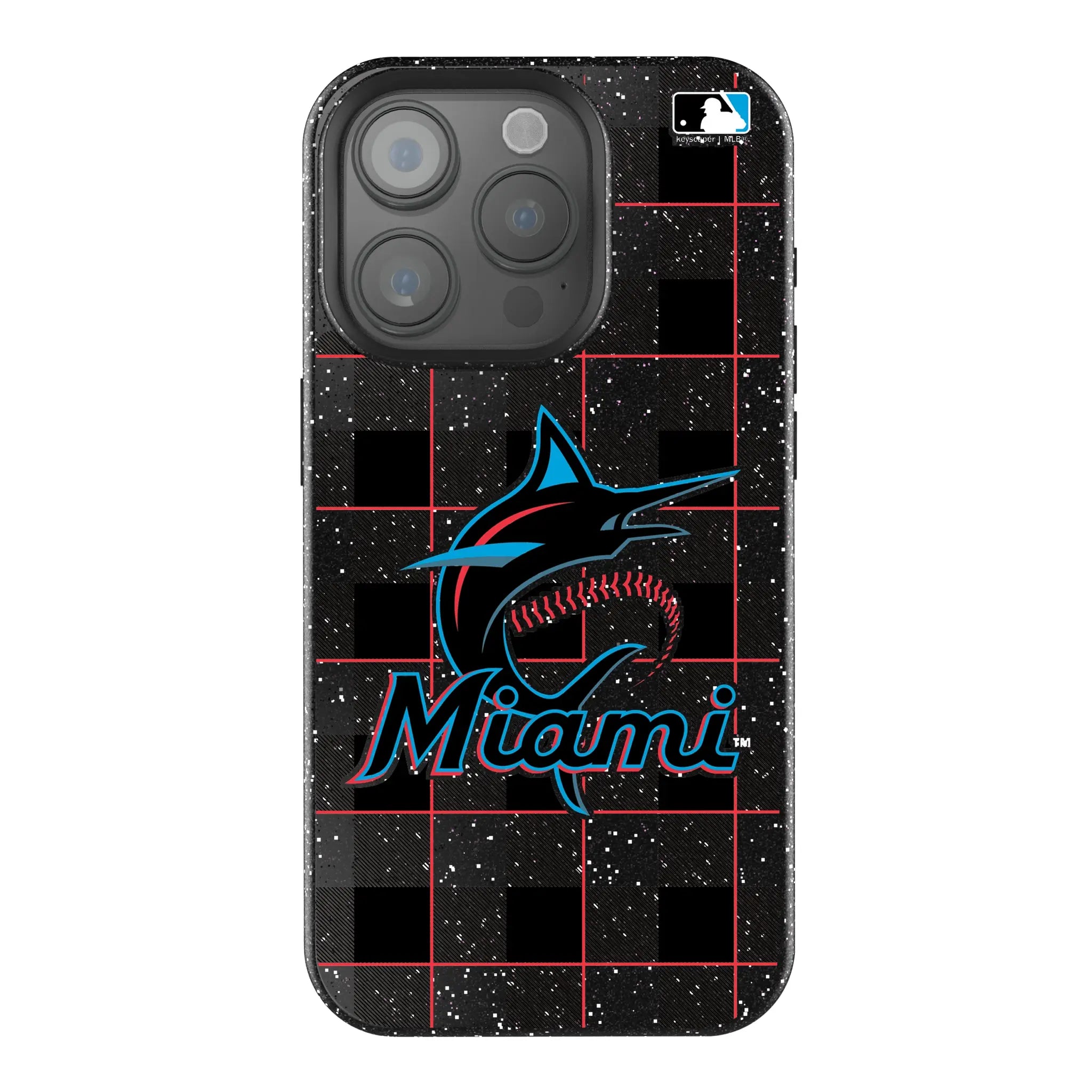 Miami Marlins Plaid iPhone Bling Phone Case for Apple iPhone