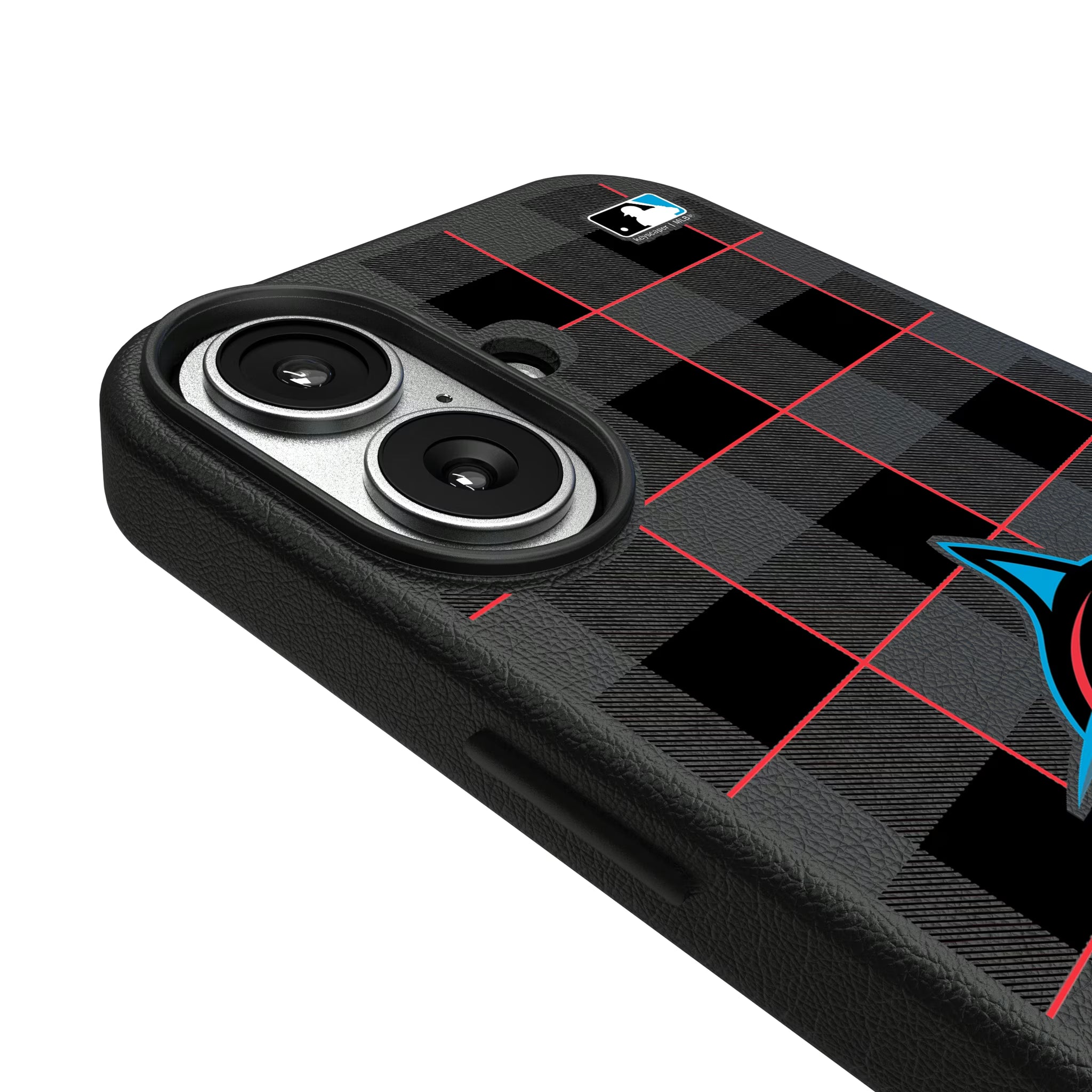 Miami Marlins Plaid iPhone MagSafe Compatible Phone Case for Apple iPhone - Detail#Device_iPhone 17