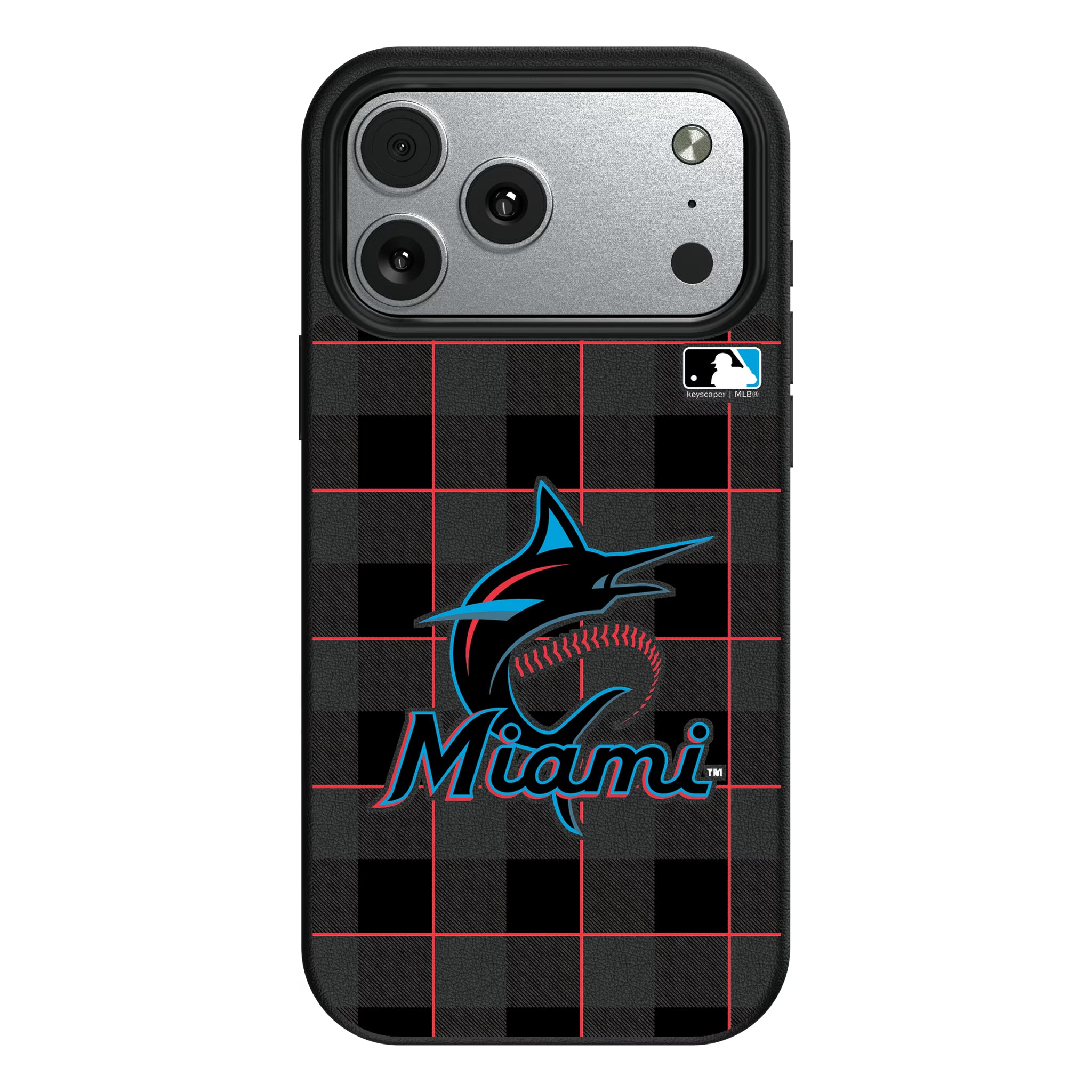 Miami Marlins Plaid iPhone MagSafe Compatible Phone Case for Apple iPhone#Device_iPhone 17 Pro Max