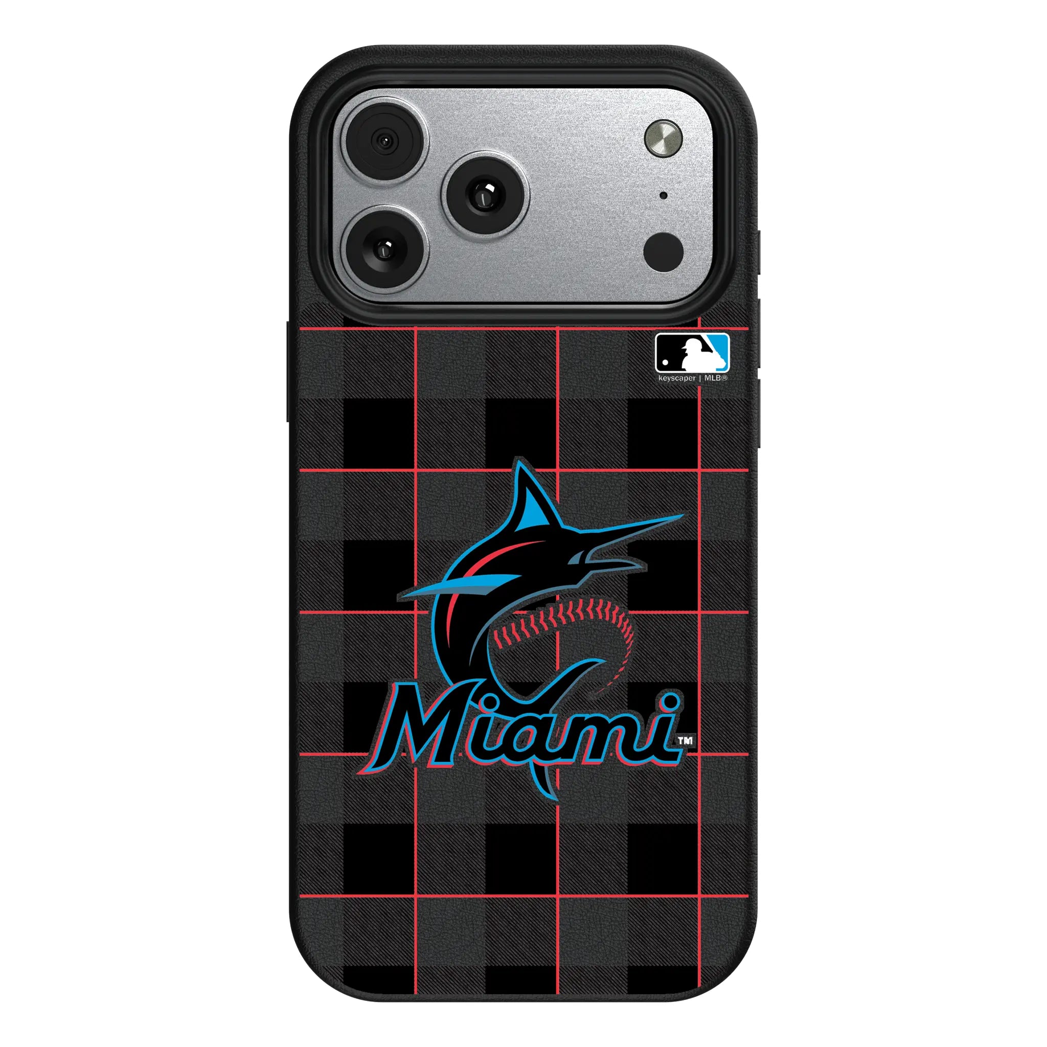 Miami Marlins Plaid iPhone MagSafe Compatible Phone Case for Apple iPhone#Device_iPhone 17 Pro Max