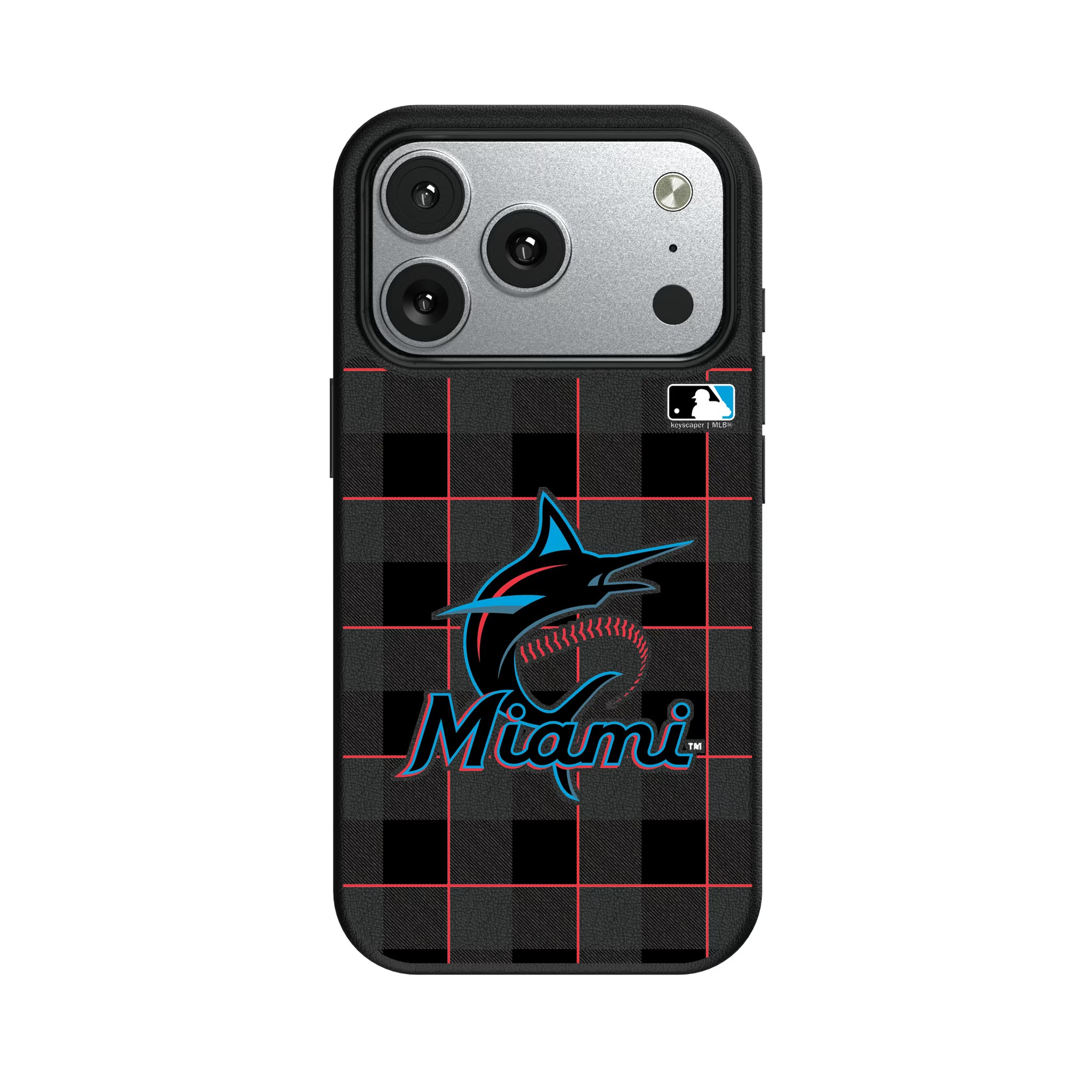 Miami Marlins Plaid iPhone MagSafe Compatible Phone Case for Apple iPhone#Device_iPhone 17 Pro