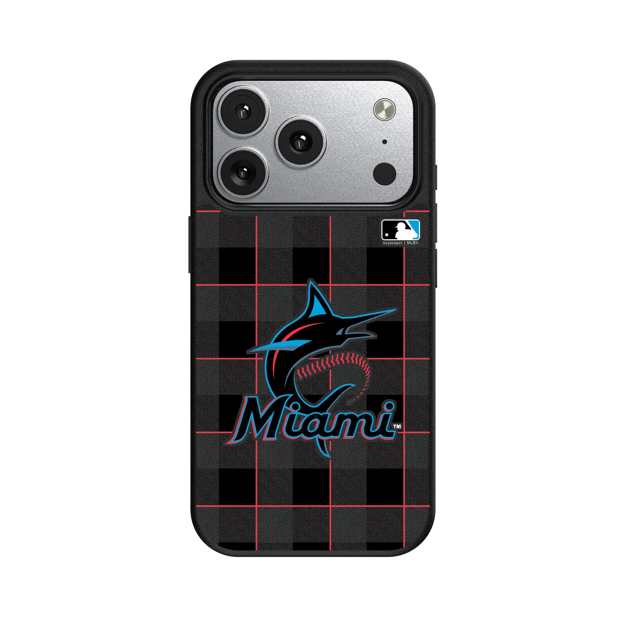 Miami Marlins Plaid iPhone MagSafe Compatible Phone Case for Apple iPhone#Device_iPhone 17 Pro