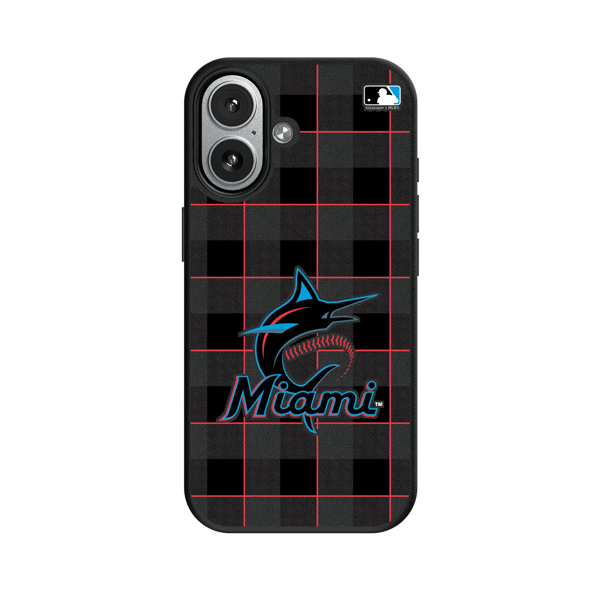 Miami Marlins Plaid iPhone MagSafe Compatible Phone Case for Apple iPhone#Device_iPhone 17