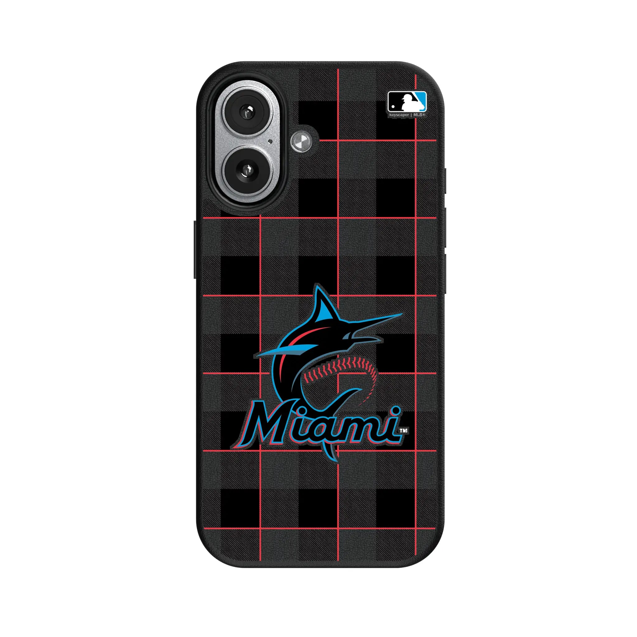 Miami Marlins Plaid iPhone MagSafe Compatible Phone Case for Apple iPhone#Device_iPhone 17