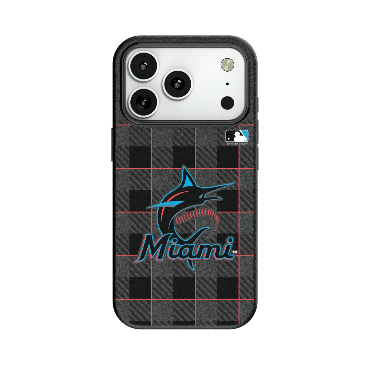 Miami Marlins Plaid MagSafe Compatible Phone Case for Apple iPhone