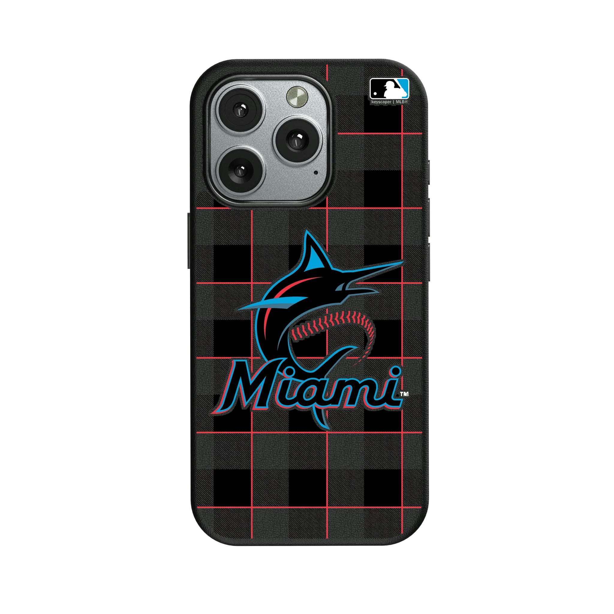Miami Marlins Plaid iPhone MagSafe Compatible Phone Case for Apple iPhone