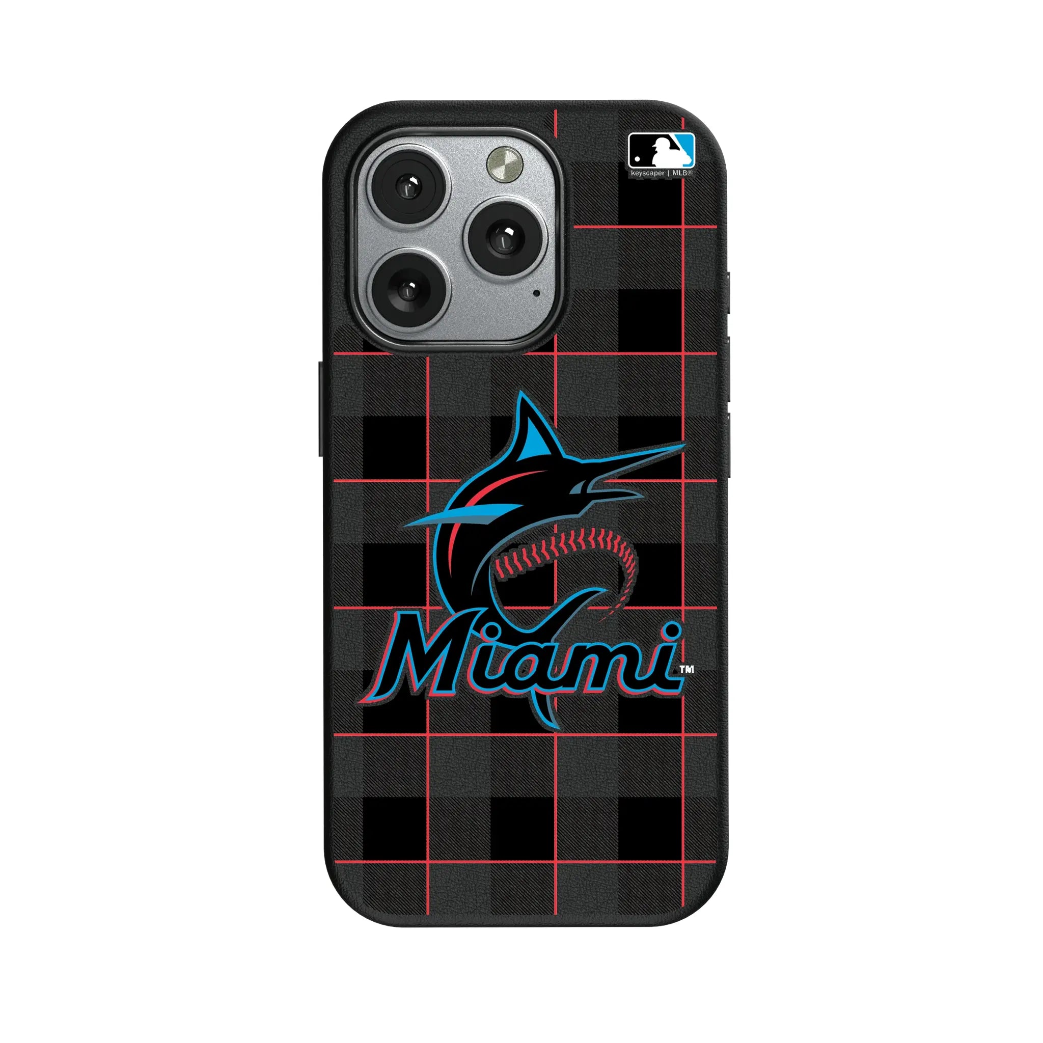 Miami Marlins Plaid iPhone MagSafe Compatible Phone Case for Apple iPhone