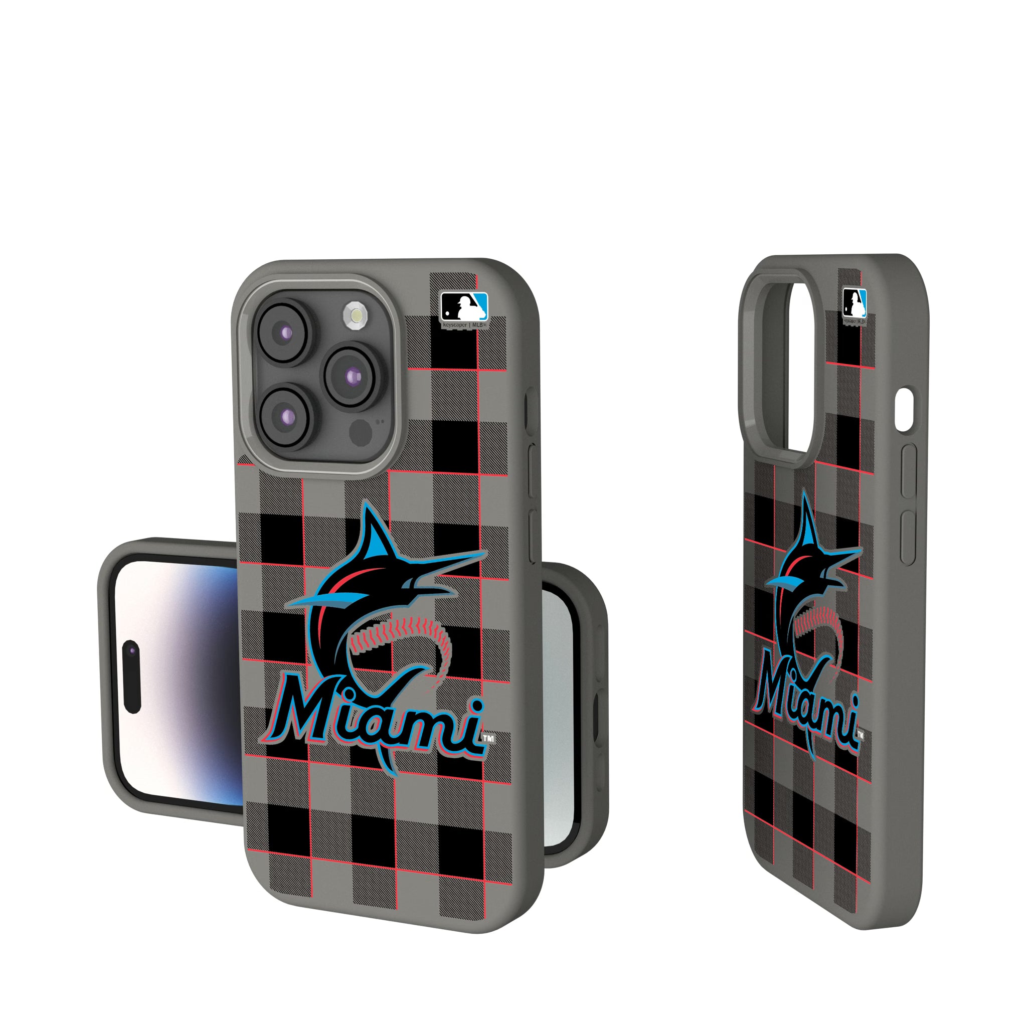 Miami Marlins Plaid iPhone Soft Touch Phone Case for Apple iPhone